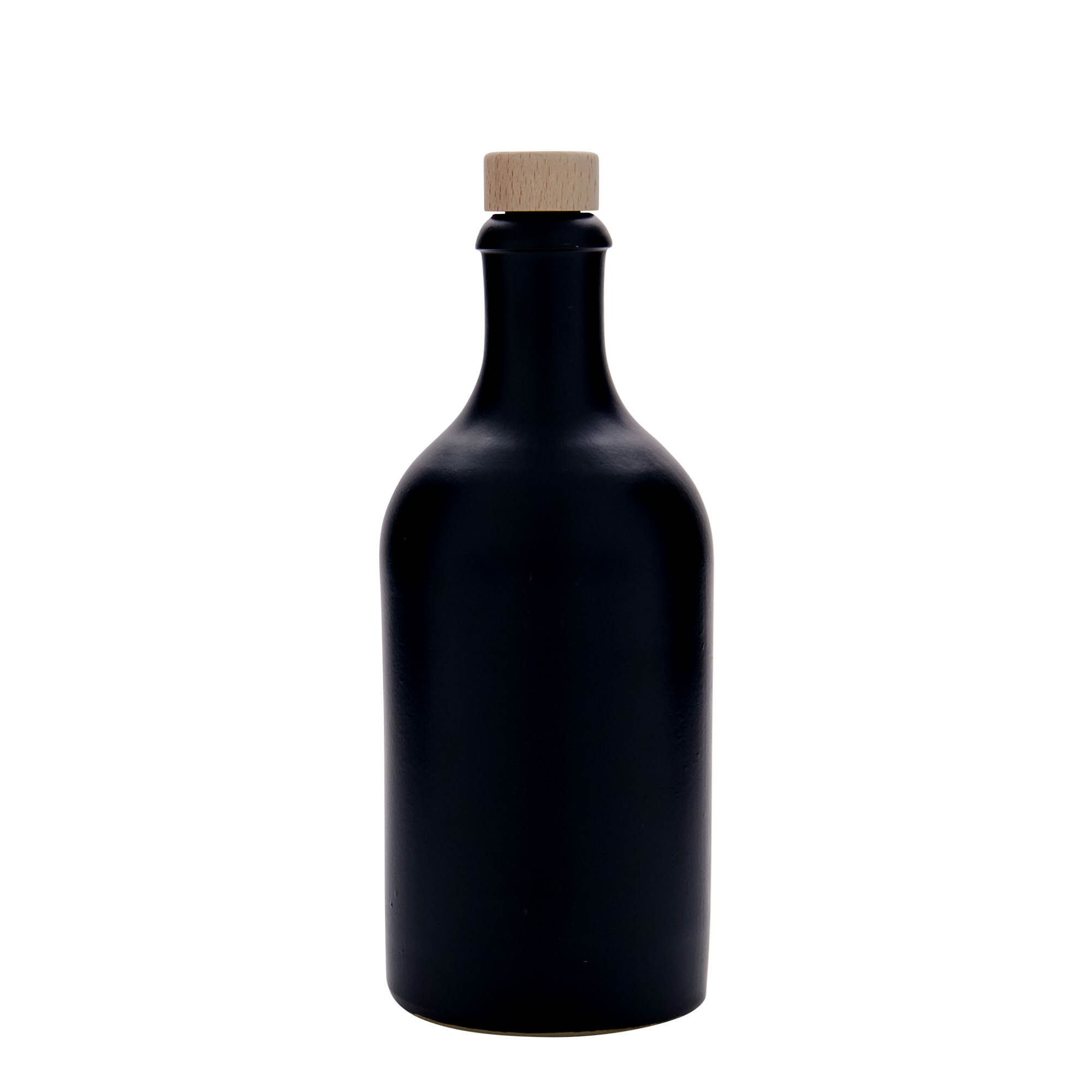 Boccale da 500 ml, gres, nero, bocca: sughero