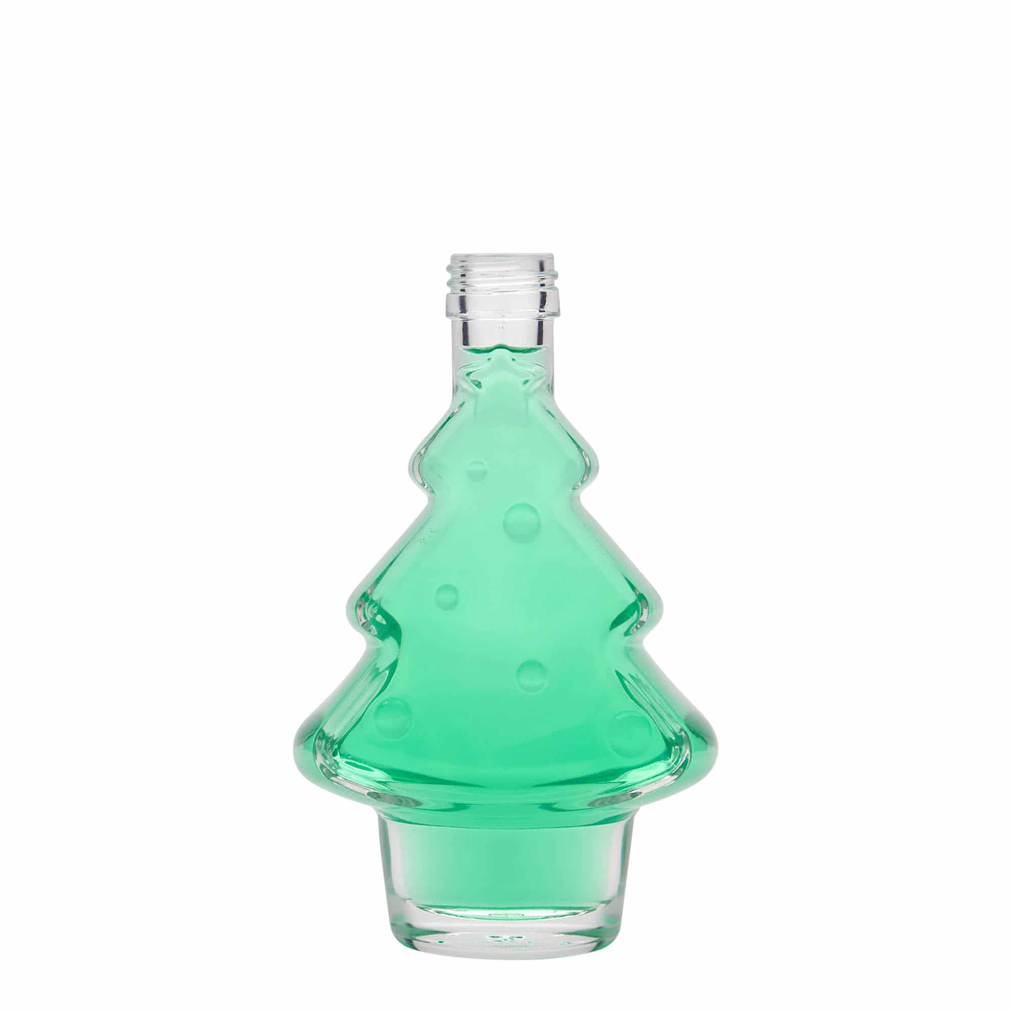 Bottiglia di vetro da 200 ml 'Albero di Natale', bocca: PP 28
