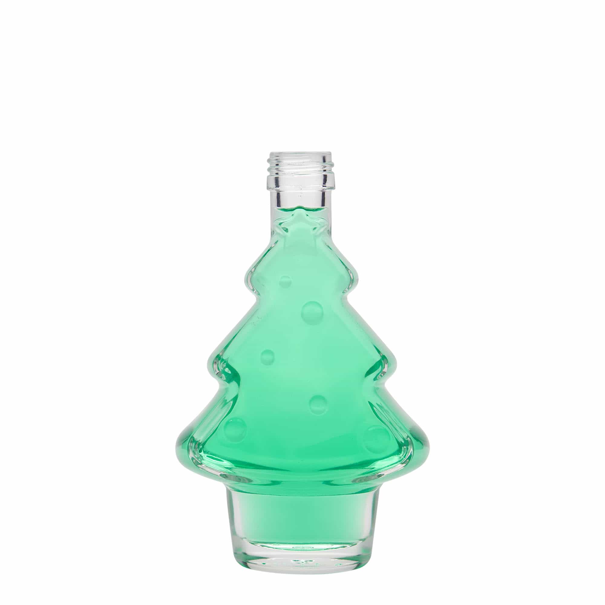 Bottiglia di vetro da 200 ml 'Albero di Natale', bocca: PP 28
