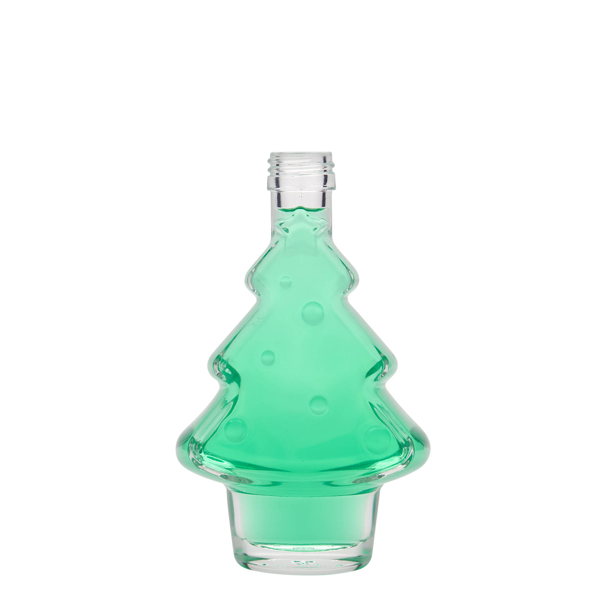 Bottiglia di vetro da 200 ml 'Albero di Natale', bocca: PP 28
