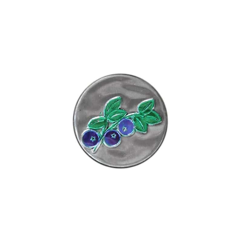 Etichetta in stagno 'Mirtillo', rotonda, metallo, argento Etichetta in stagno 'Mirtillo', rotonda, metallo, argento
