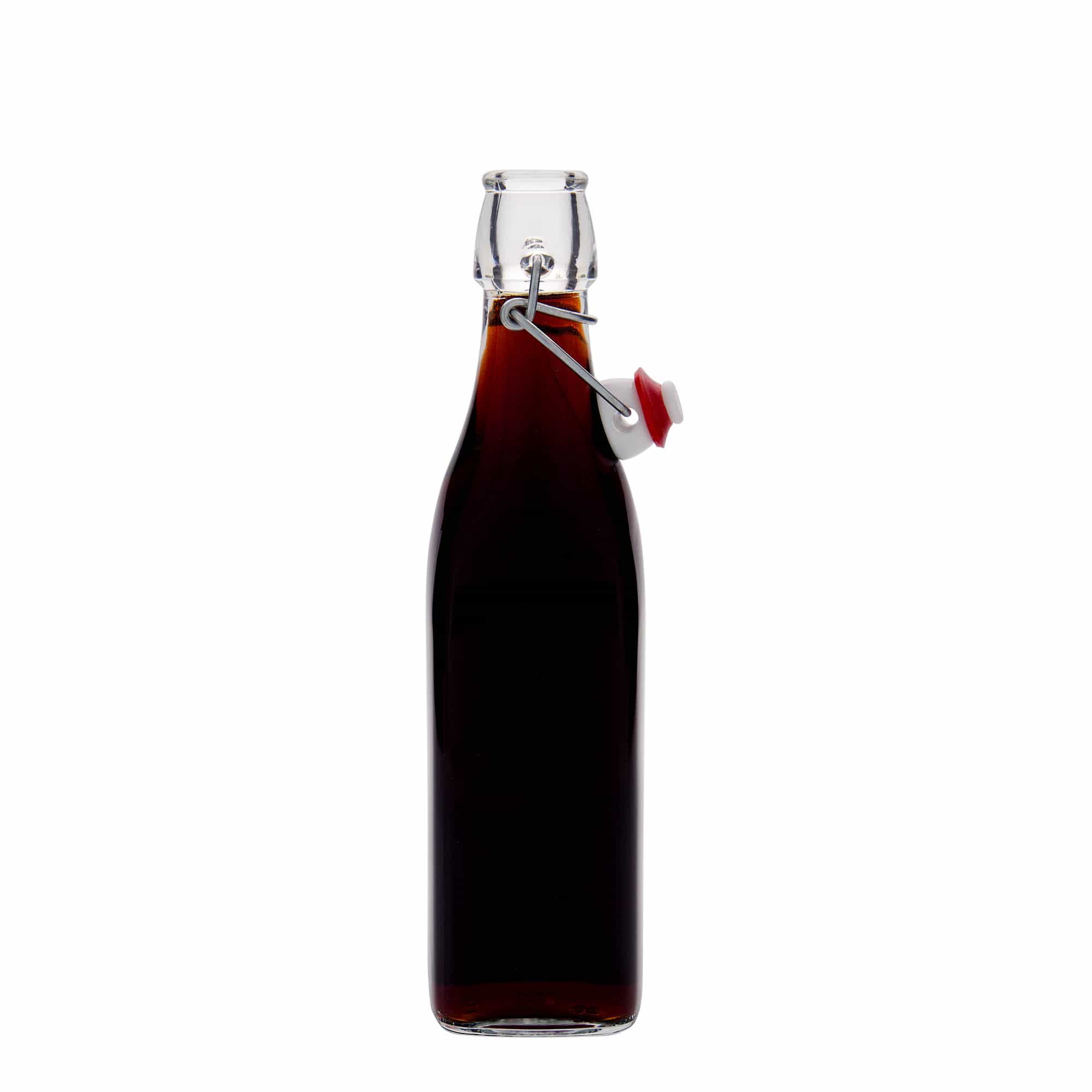 Bottiglia di vetro da 500 ml 'Swing, quadrata, bocca: chiusura a leva