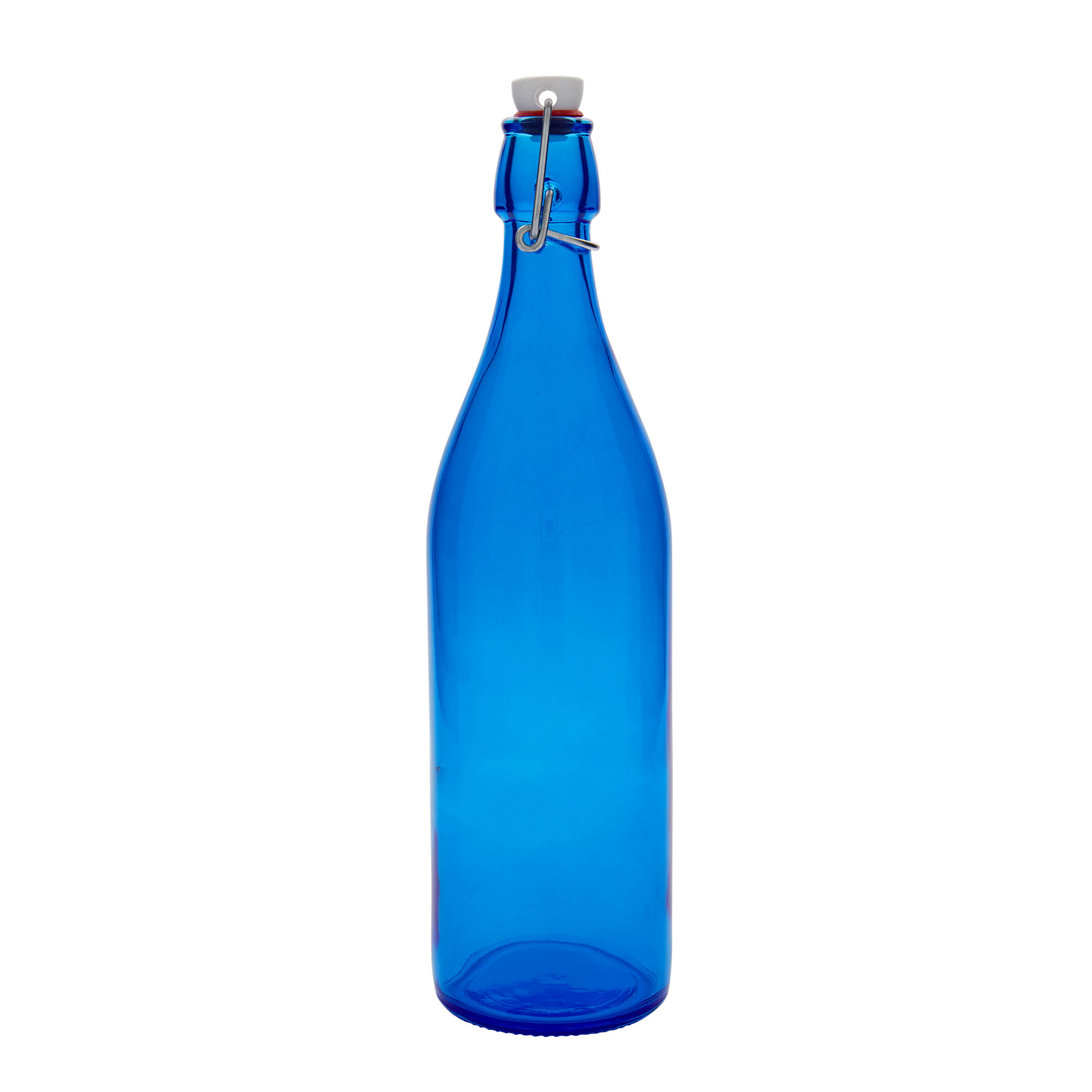 Bottiglia di vetro da 1.000 ml 'Giara', blu, bocca: chiusura a leva Bottiglia di vetro da 1.000 ml 'Giara', blu, bocca: chiusura a leva