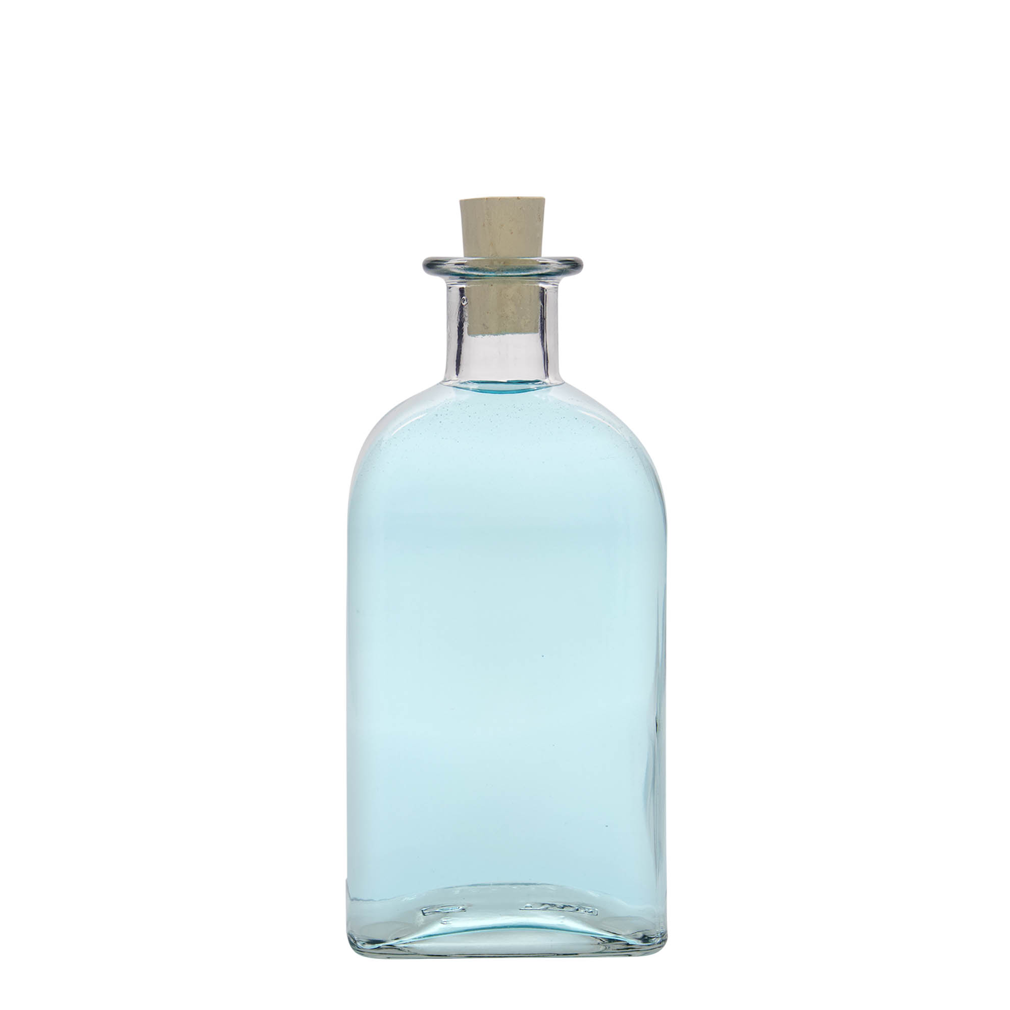 Bottiglia di vetro da 500 ml Apotheker Carré, quadrata, bocca: sughero