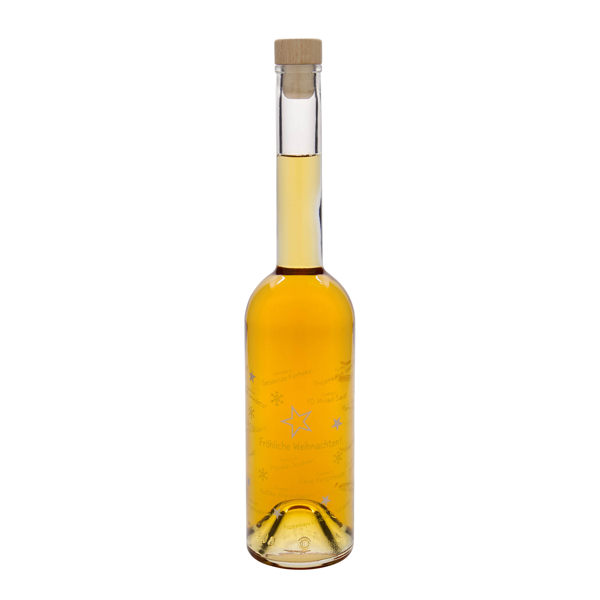 Bottiglia di vetro da 500 ml 'Opera', motivo: Natale nel mondo, bocca: sughero Bottiglia di vetro da 500 ml 'Opera', motivo: Natale nel mondo, bocca: sughero