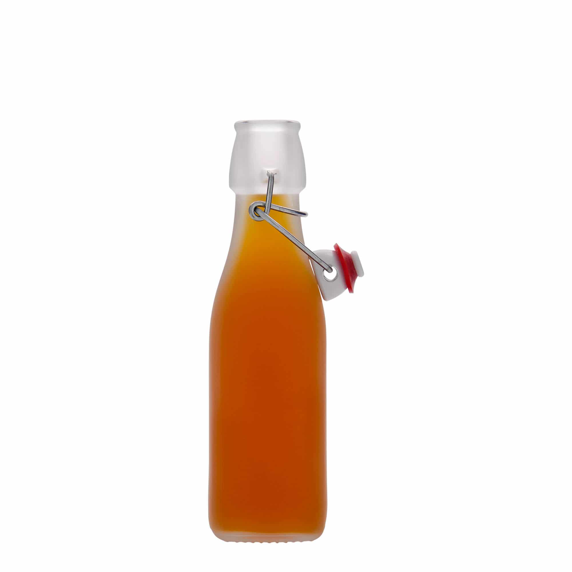 Bottiglia di vetro da 250 ml 'Swing, quadrata, bianca, bocca: chiusura a leva Bottiglia di vetro da 250 ml 'Swing, quadrata, bianca, bocca: chiusura a leva