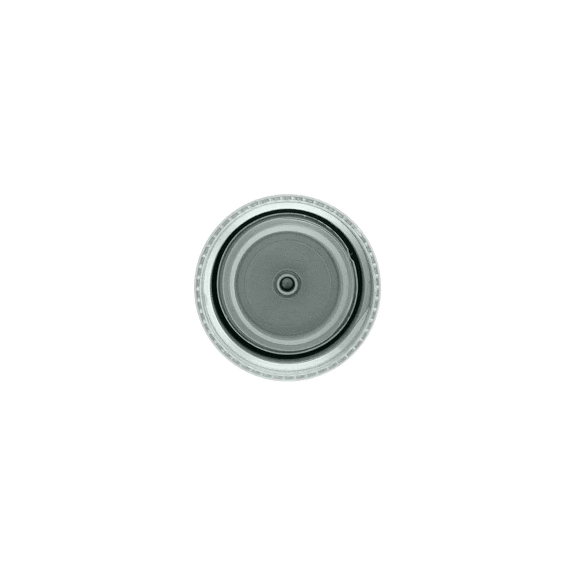 Tappo a vite con inserto per siringa, plastica PP, argento, per bocca: 24/410