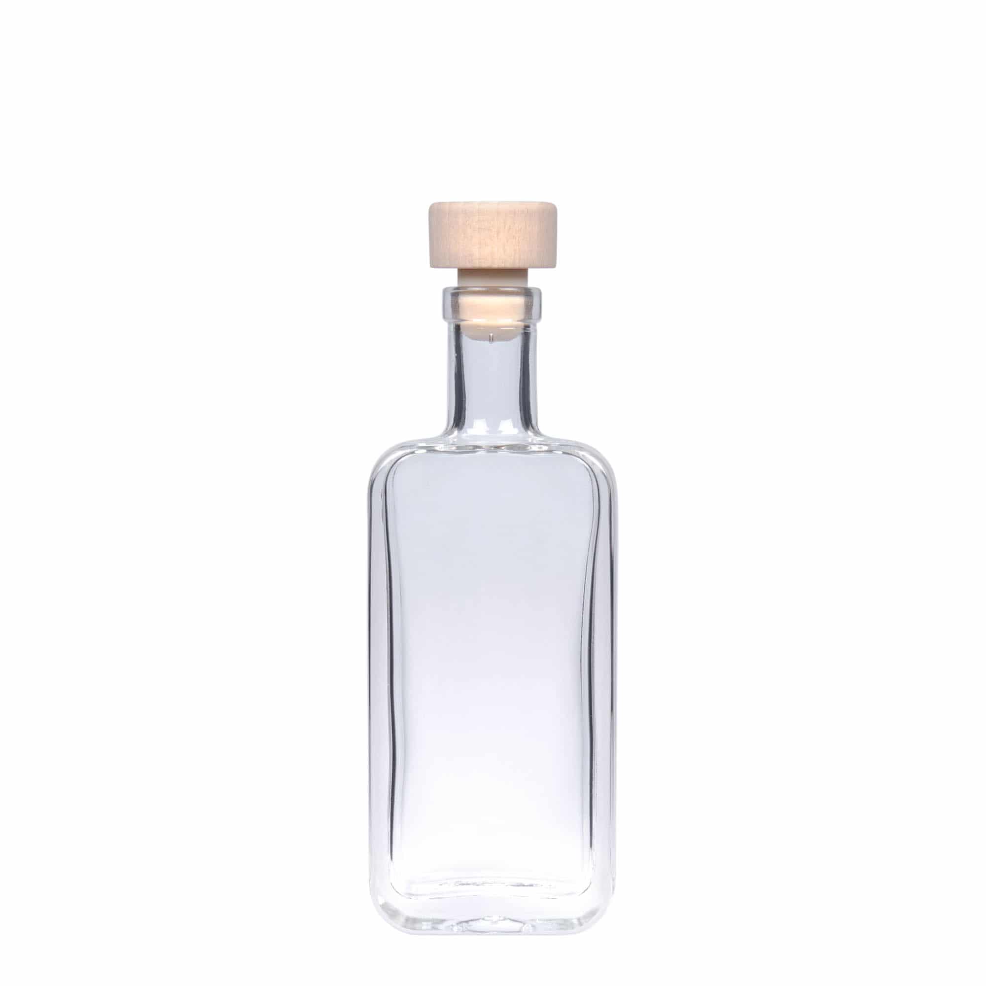 Bottiglia di vetro da 100 ml 'Nice', rettangolare, bocca: sughero