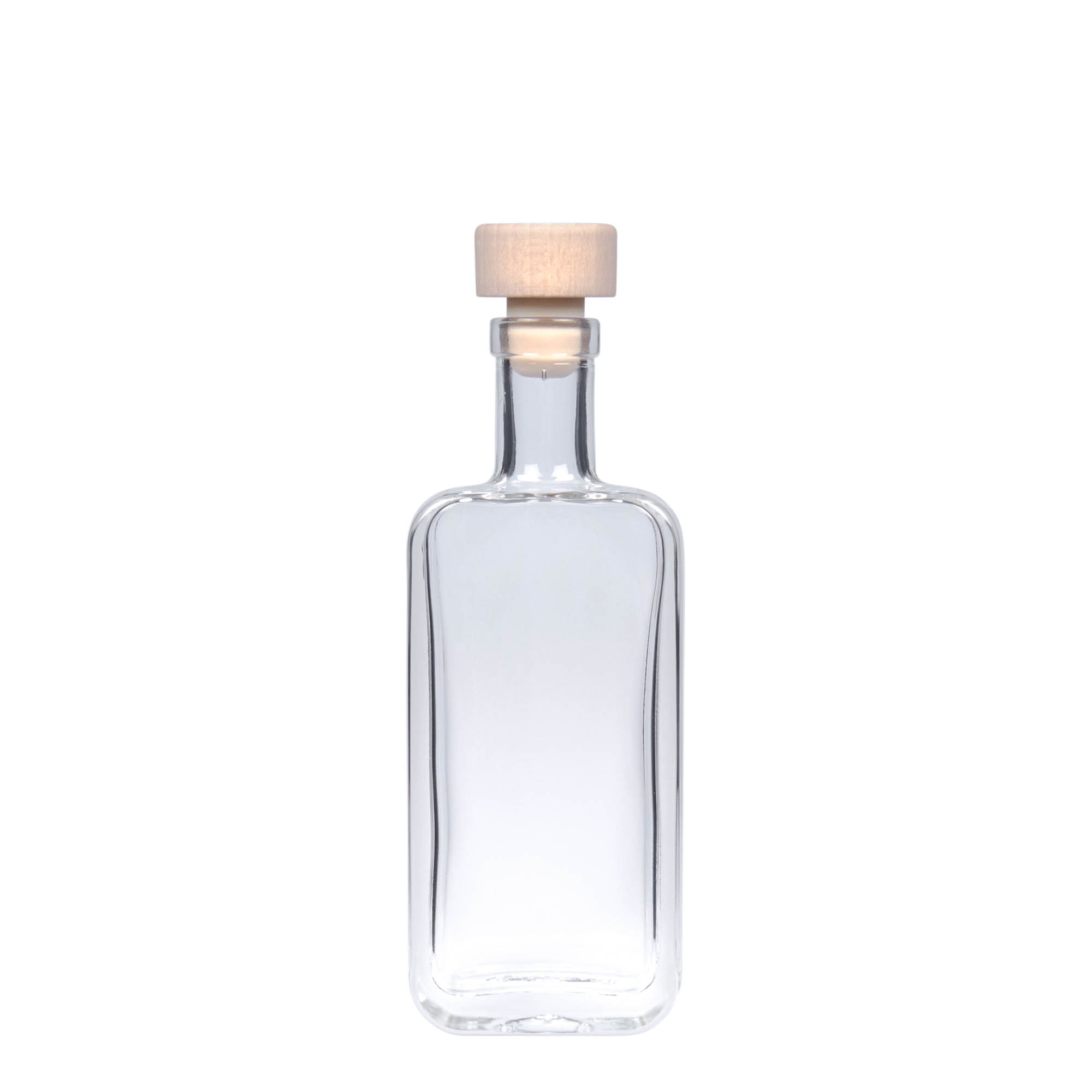 Bottiglia di vetro da 100 ml 'Nice', rettangolare, bocca: sughero Bottiglia di vetro da 100 ml 'Nice', rettangolare, bocca: sughero