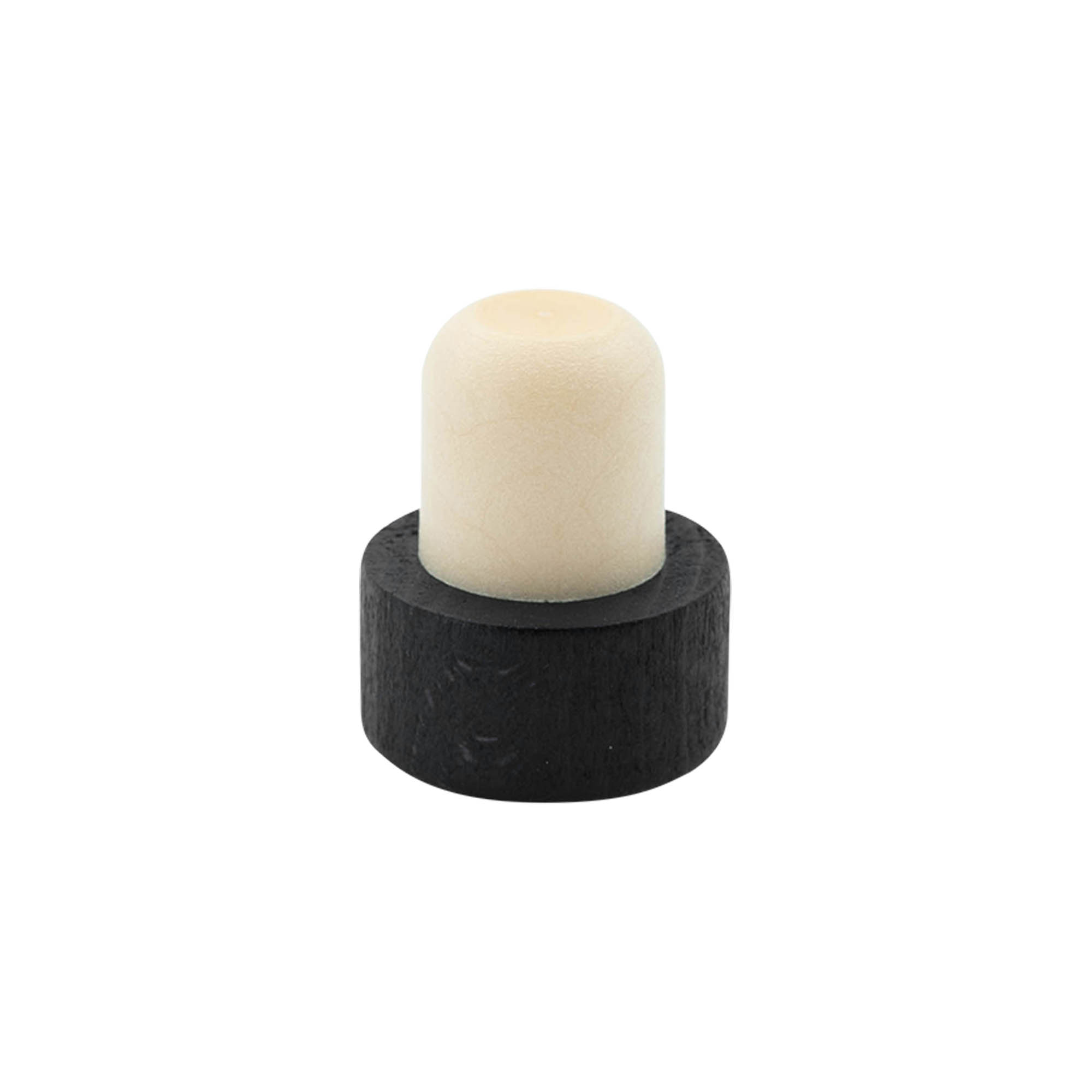 Tappo a vite 19 mm, legno/plastica, nero, per bocca: sughero Tappo a vite 19 mm, legno/plastica, nero, per bocca: sughero