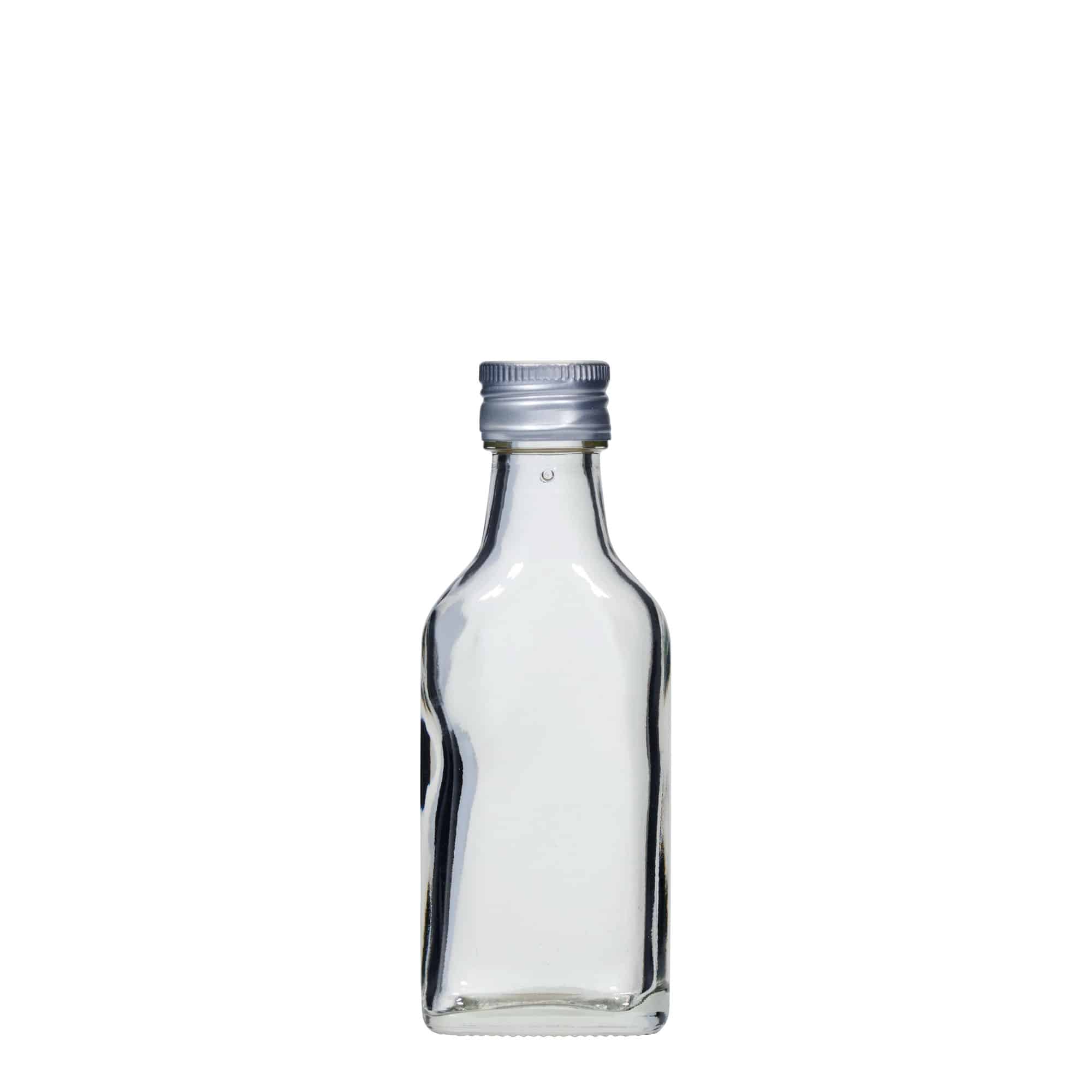 40 ml Fiaschetta tascabile, rettangolare, vetro, imboccatura: PP 22