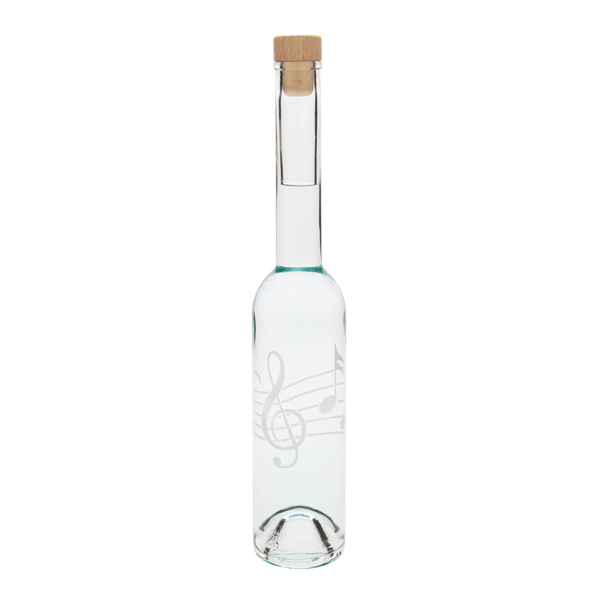 Bottiglia di vetro da 350 ml 'Opera', motivo: note musicali, bocca: sughero Bottiglia di vetro da 350 ml 'Opera', motivo: note musicali, bocca: sughero