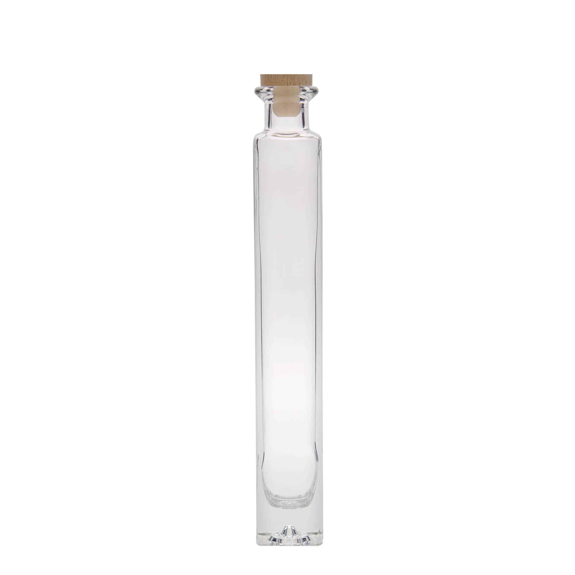 200 ml Bottiglia di vetro 'Tommy', quadrata, imboccatura: fascetta