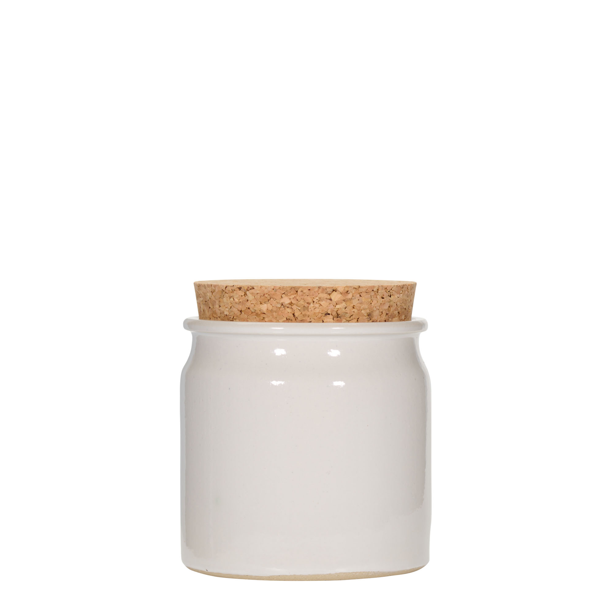 Vaso in gres da 160 ml, ceramica, bianco, bocca: sughero