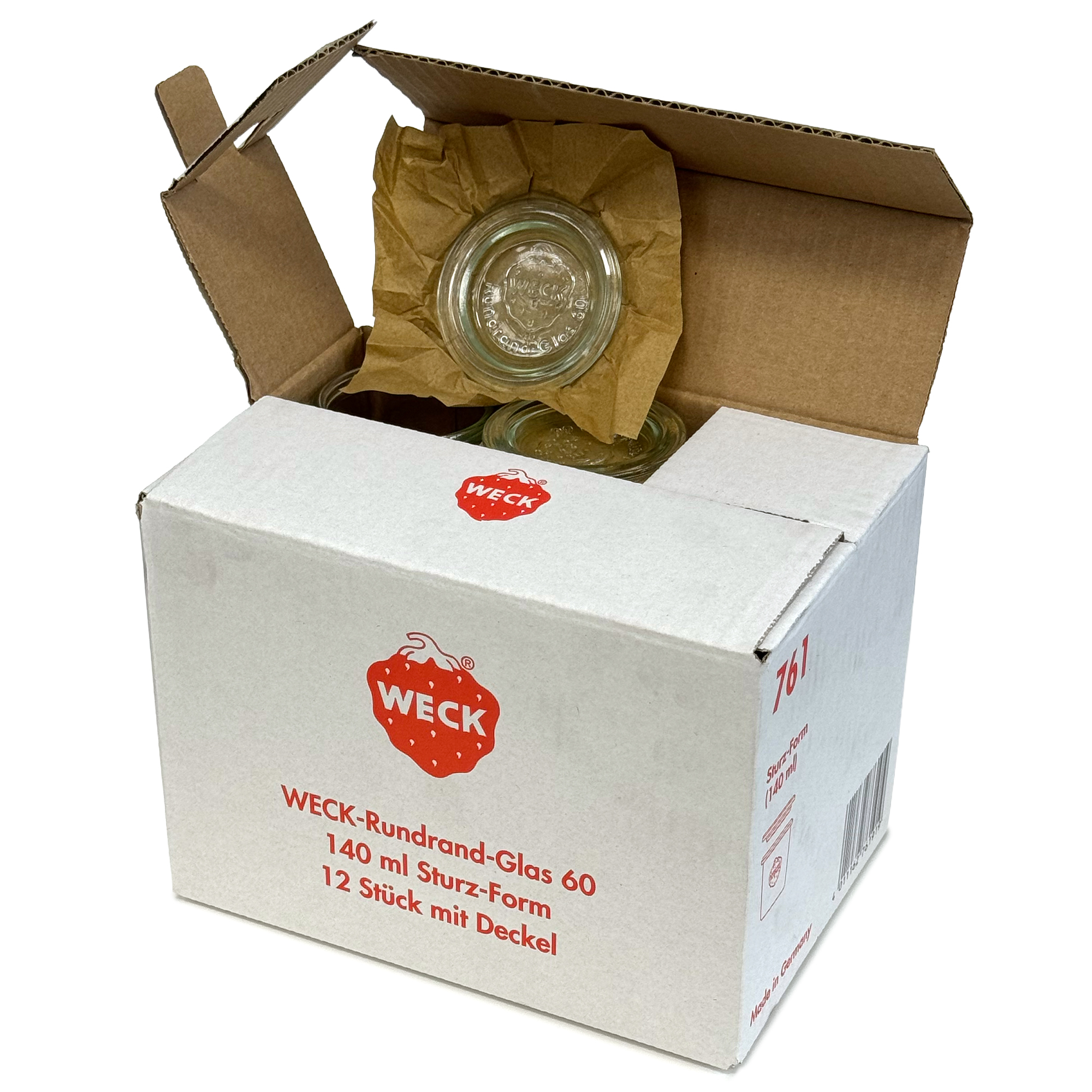 12x 140 ml vaso WECK a bocca larga con coperchio in vetro RR 60