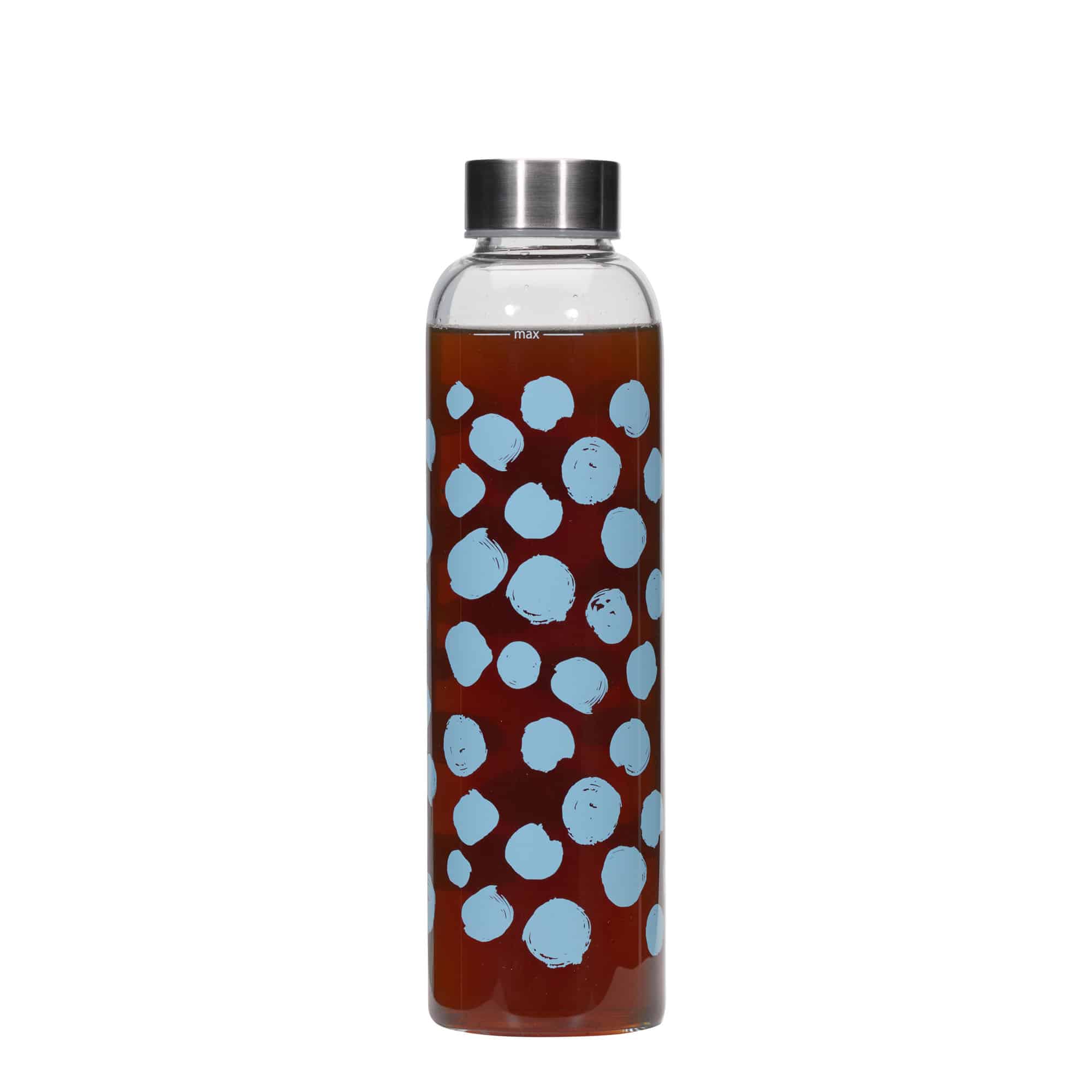 500 ml Borraccia 'Perseus', motivo: Pois blu, vetro, imboccatura: a vite