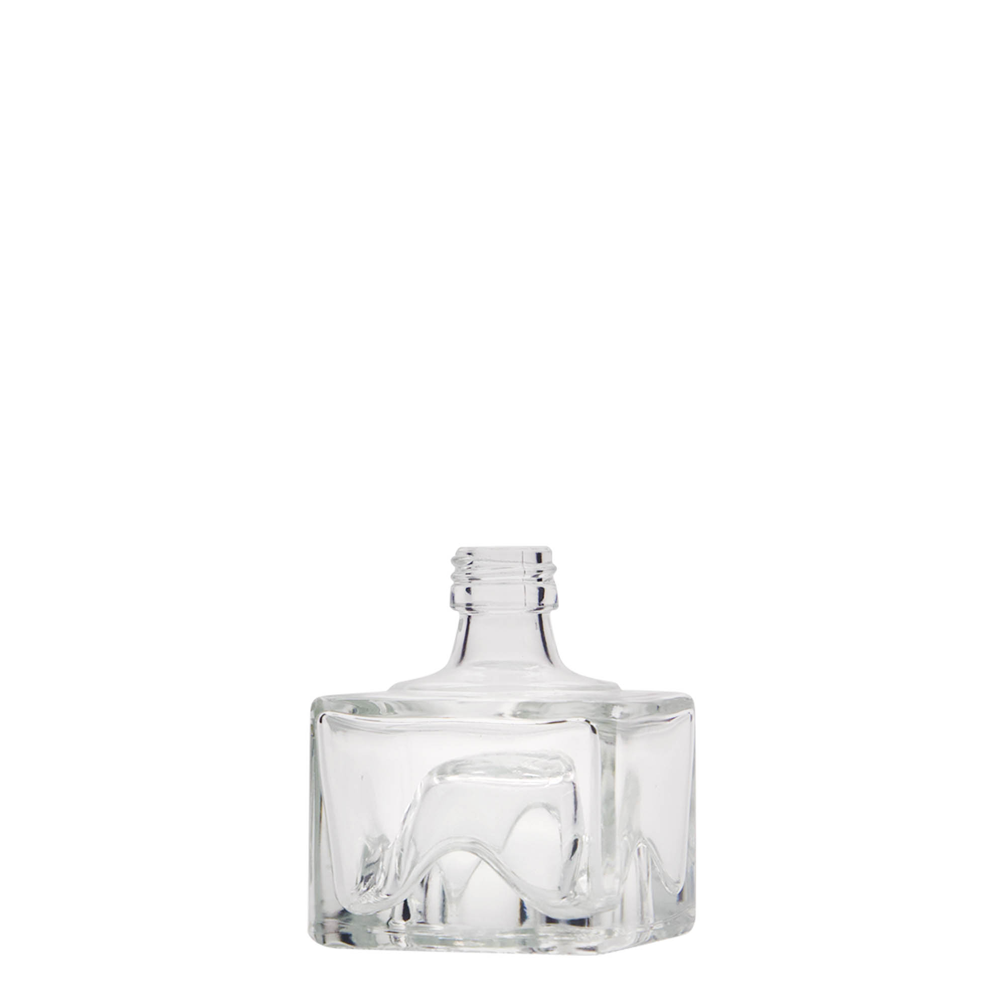 Bottiglia di vetro da 40 ml 'Cocolores', quadrata, bocca: PP 18 Bottiglia di vetro da 40 ml 'Cocolores', quadrata, bocca: PP 18