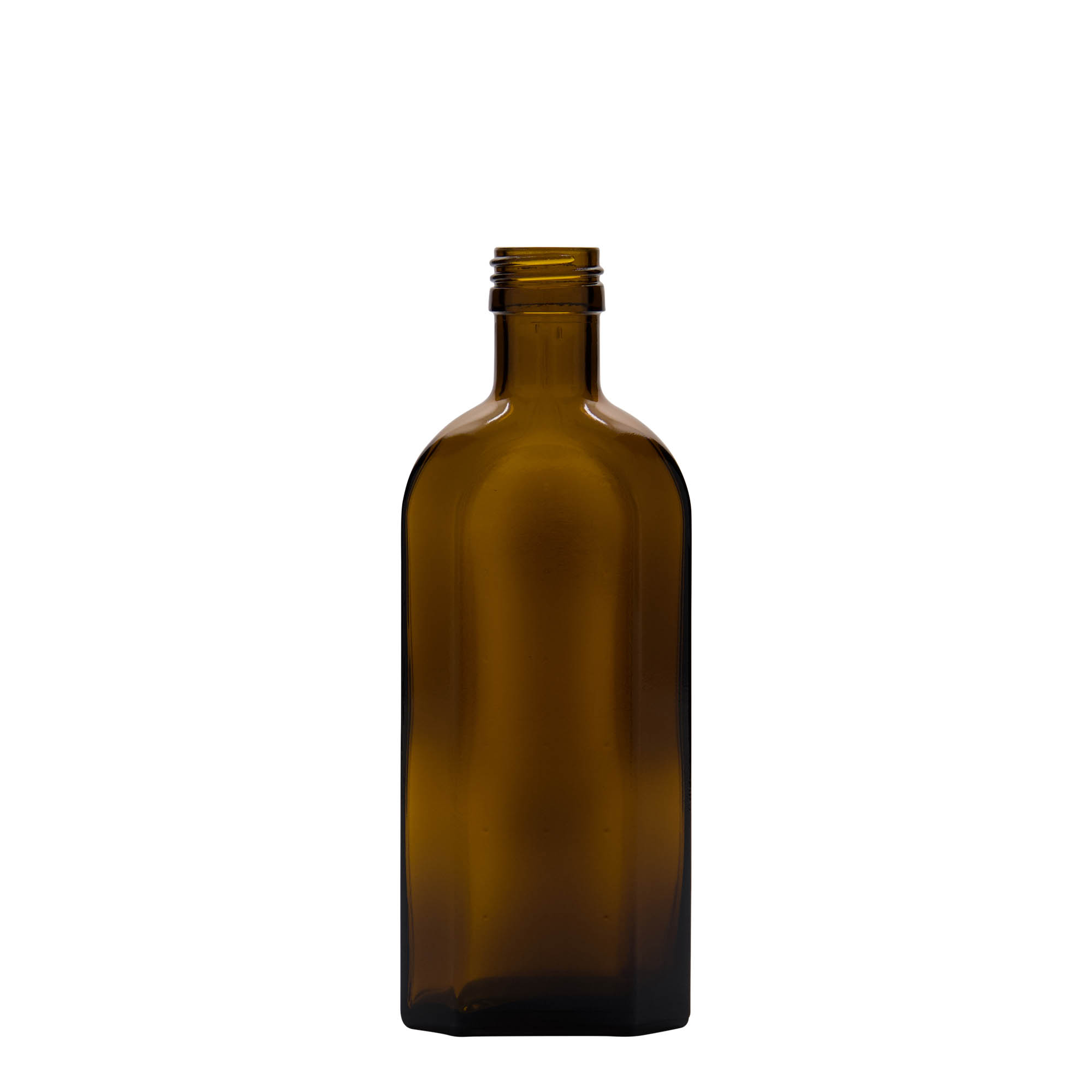 250 ml bottiglia medicinale Meplat, ovale, vetro, marrone, bocca: PP 28