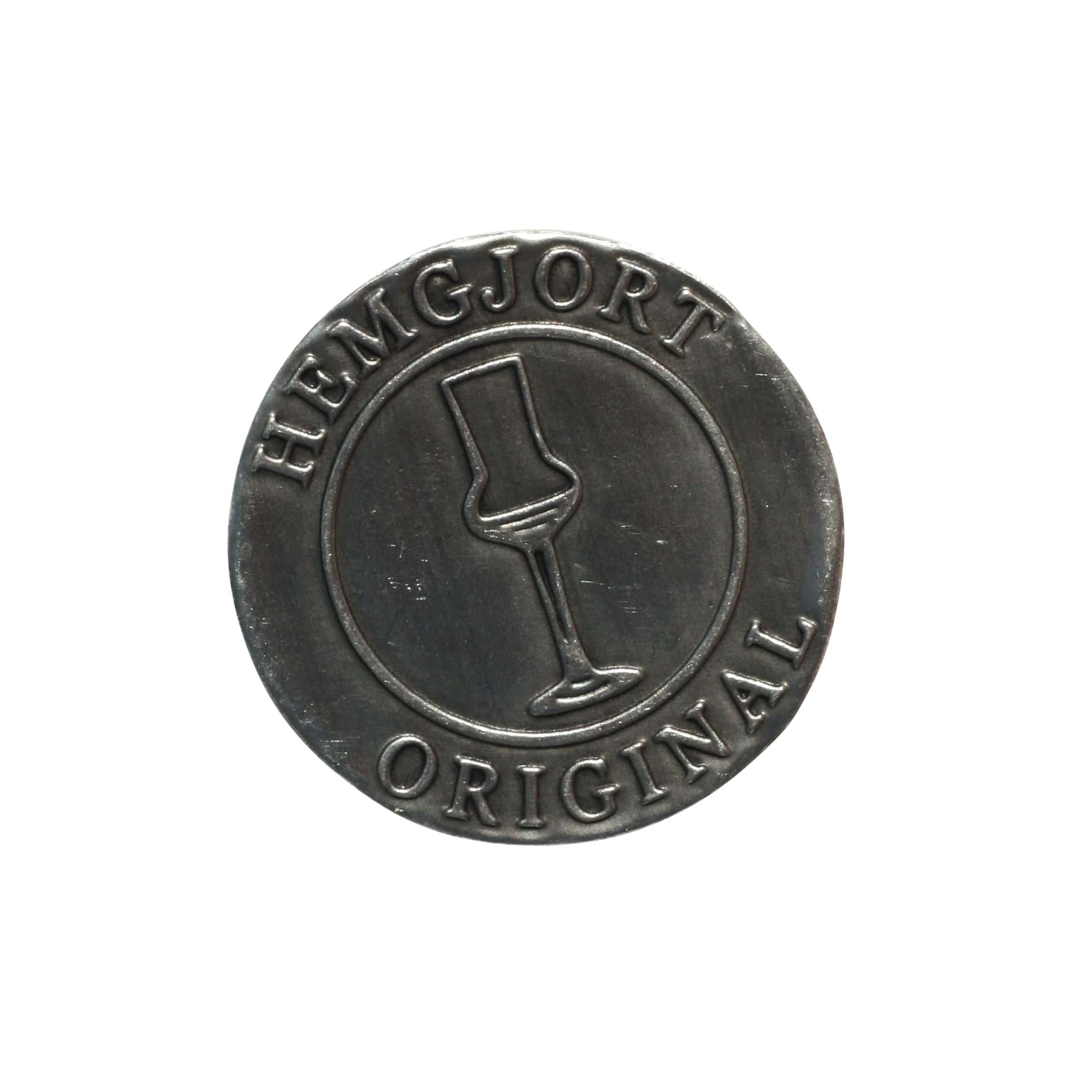 Etichetta in stagno 'Hemgjort Original', rotonda, metallo, argento Etichetta in stagno 'Hemgjort Original', rotonda, metallo, argento