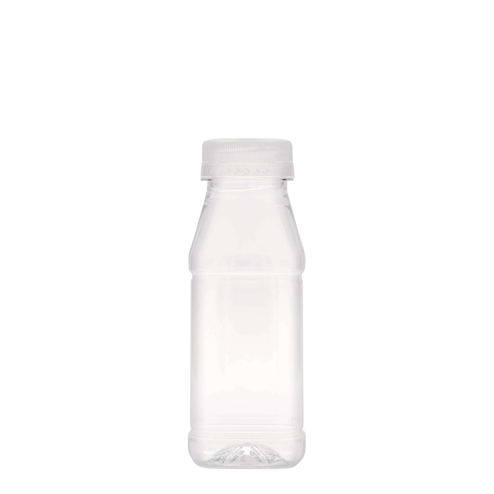 Bottiglia PET da 250 ml 'Milk and Juice Carré', quadrata, plastica, bocca: 38 mm