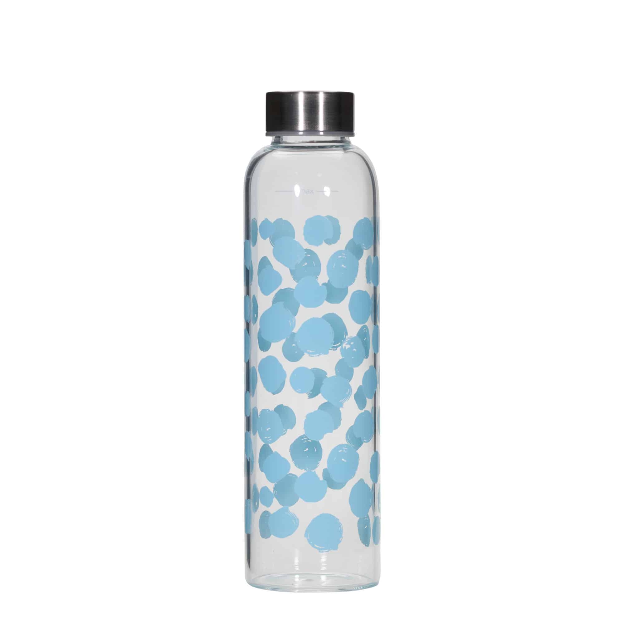 500 ml Borraccia 'Perseus', motivo: Pois blu, vetro, imboccatura: a vite