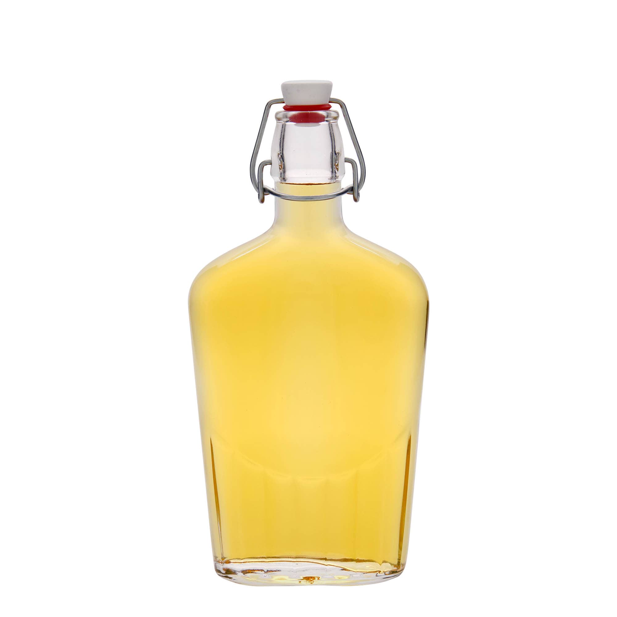 Bottiglia di vetro da 500 ml 'Fiaschetta', ovale, bocca: chiusura a leva