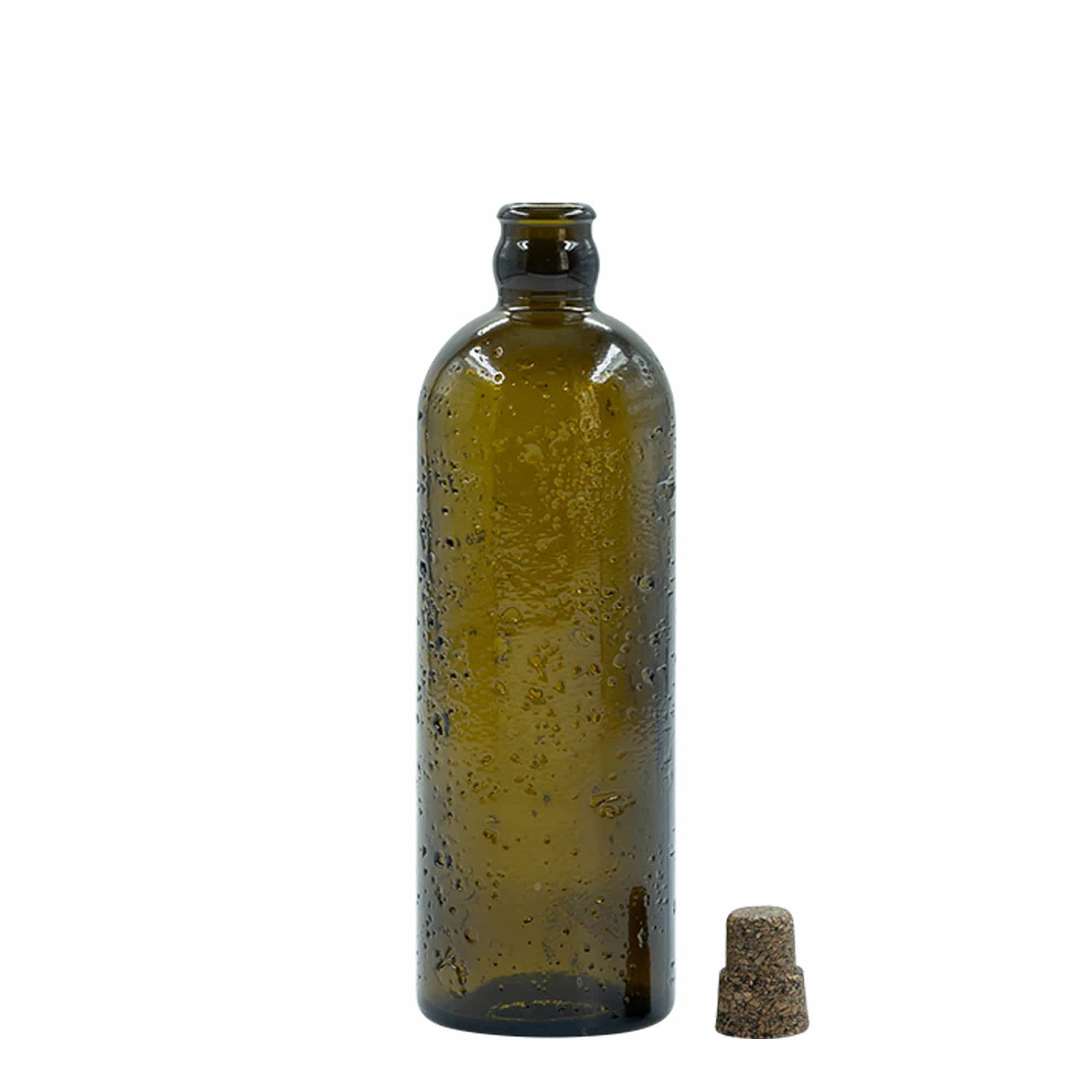 Bottiglia di vetro artigianale da 500 ml 'Bobber Jr', marrone, bocca: sughero