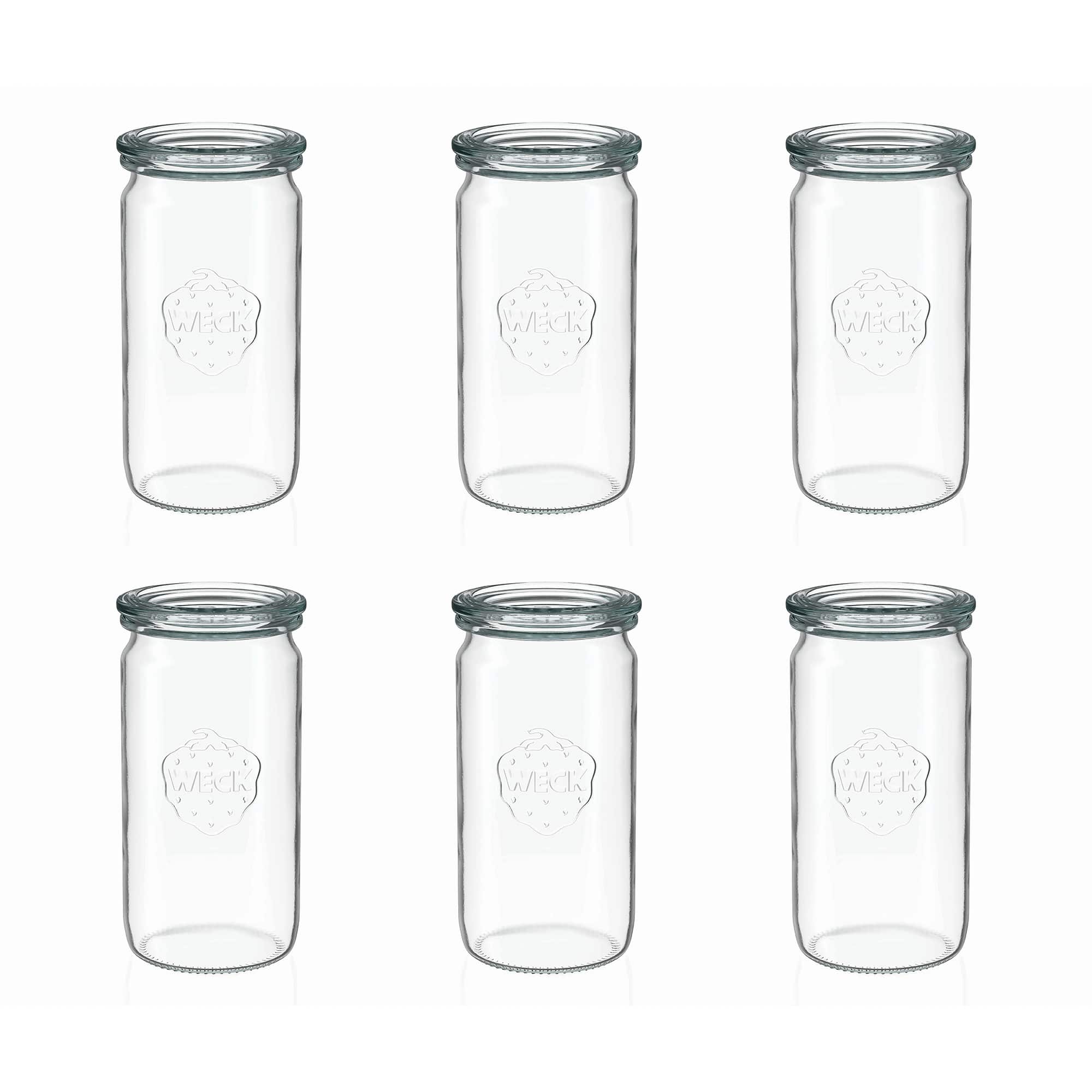 6x 340 ml WECK barattolo cilindrico con coperchio in vetro RR 60