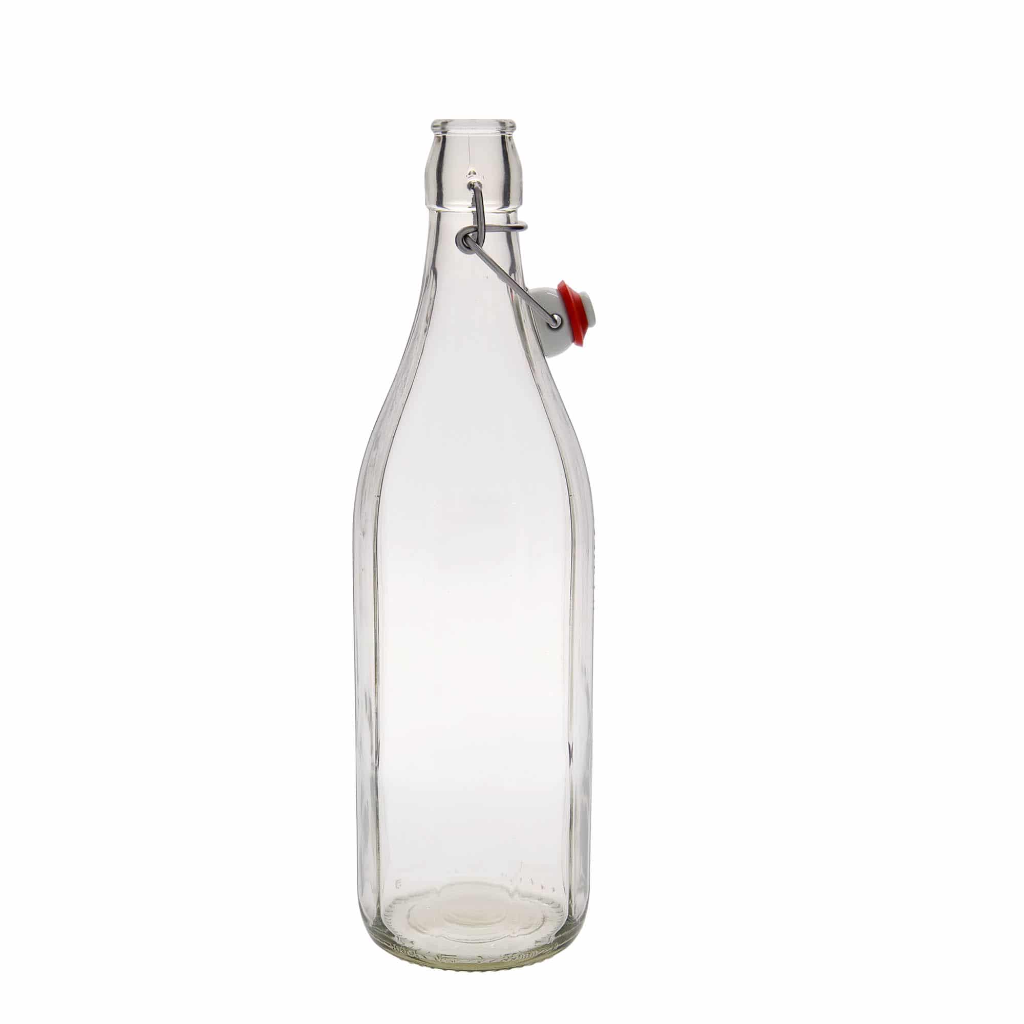 1.000 ml Bottiglia sfaccettata 'Bravo', vetro, imboccatura: tappo meccanico
