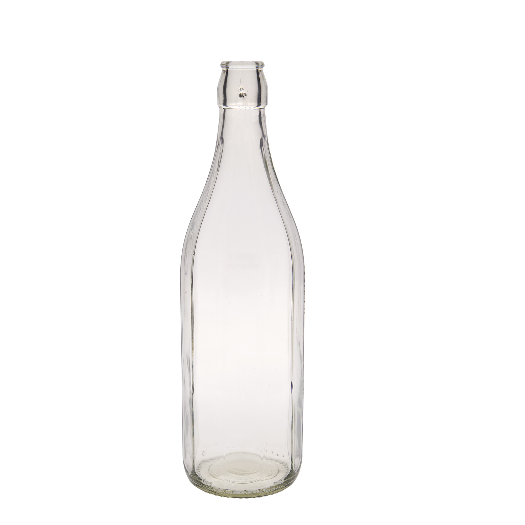 Bottiglia di vetro da 1.000 ml 'Bravo' #, decagonale, bocca: chiusura a gancio Bottiglia di vetro da 1.000 ml 'Bravo' #, decagonale, bocca: chiusura a gancio