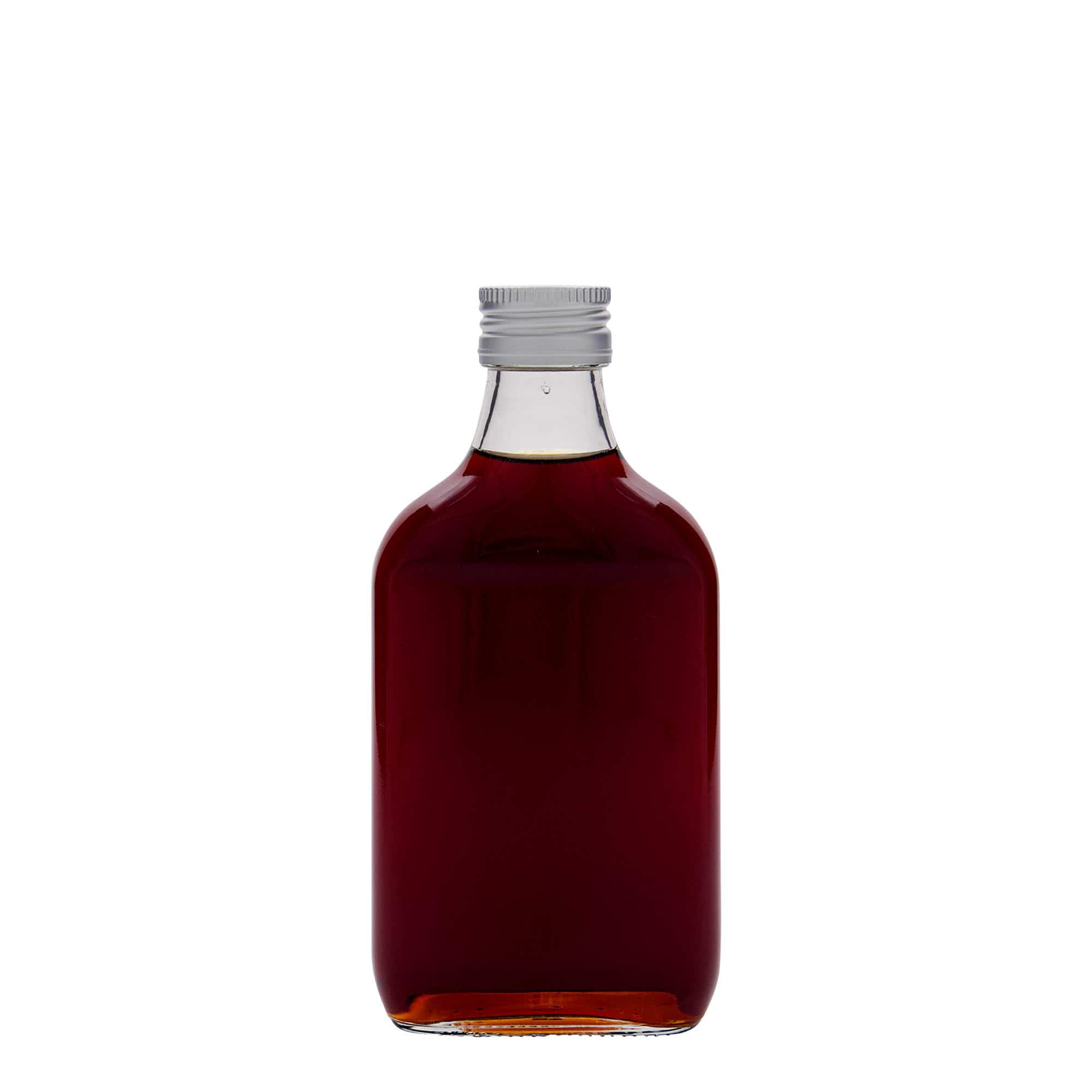 200 ml Fiaschetta tascabile, rettangolare, vetro, imboccatura: PP 28