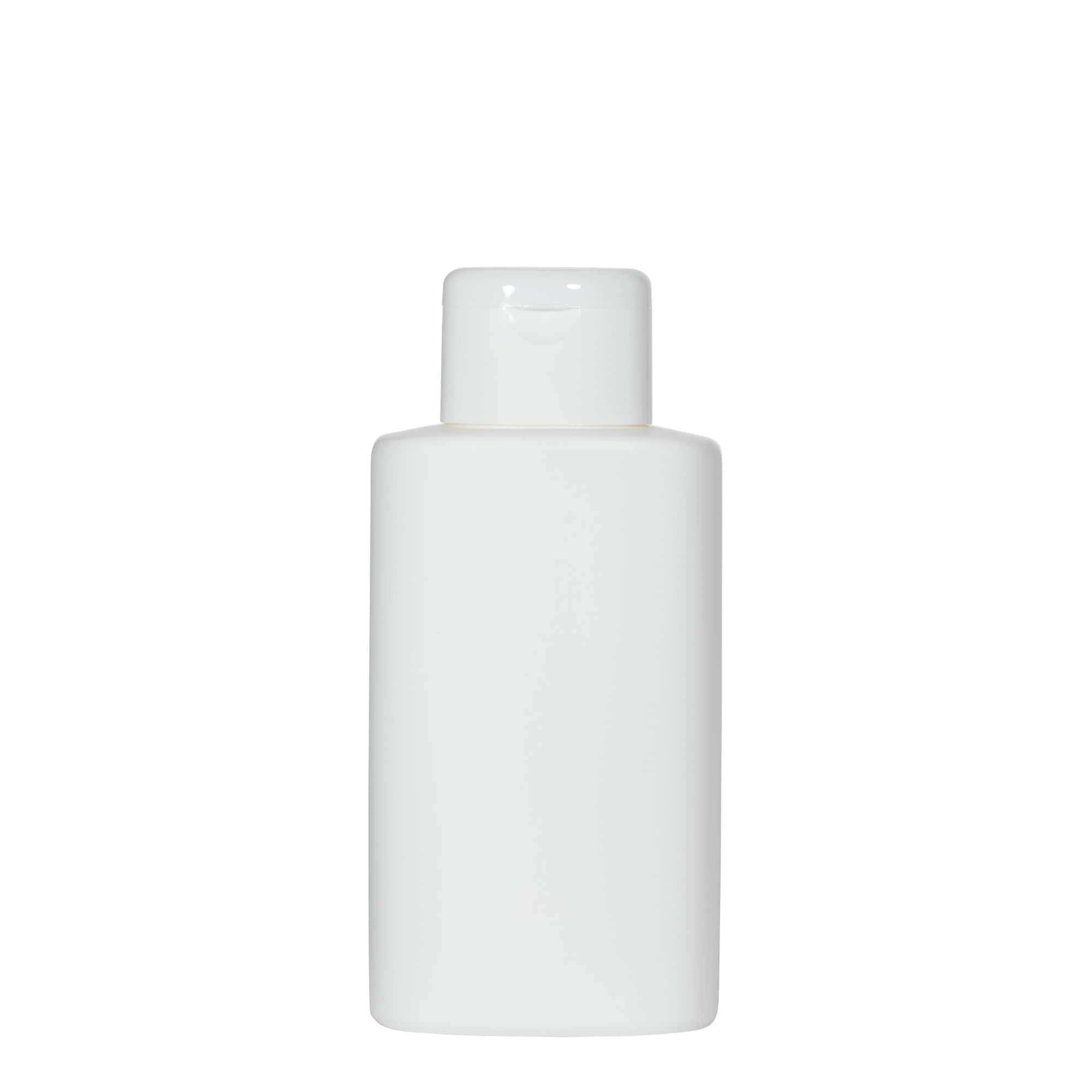 Bottiglia in plastica da 250 ml 'Indy', ovale, HDPE, bianca, bocca: chiusura a vite