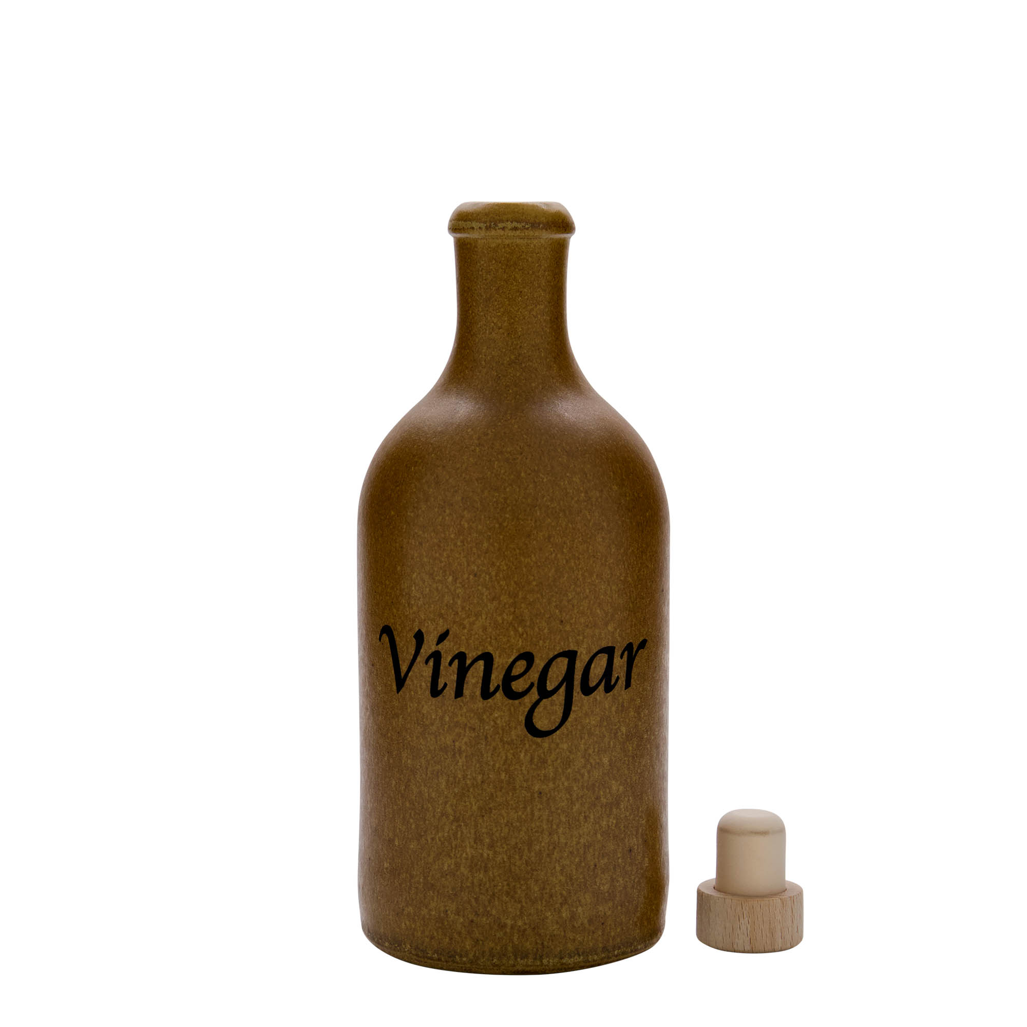 Boccale da 500 ml, motivo: Aceto, gres, marrone cristallino, bocca: sughero