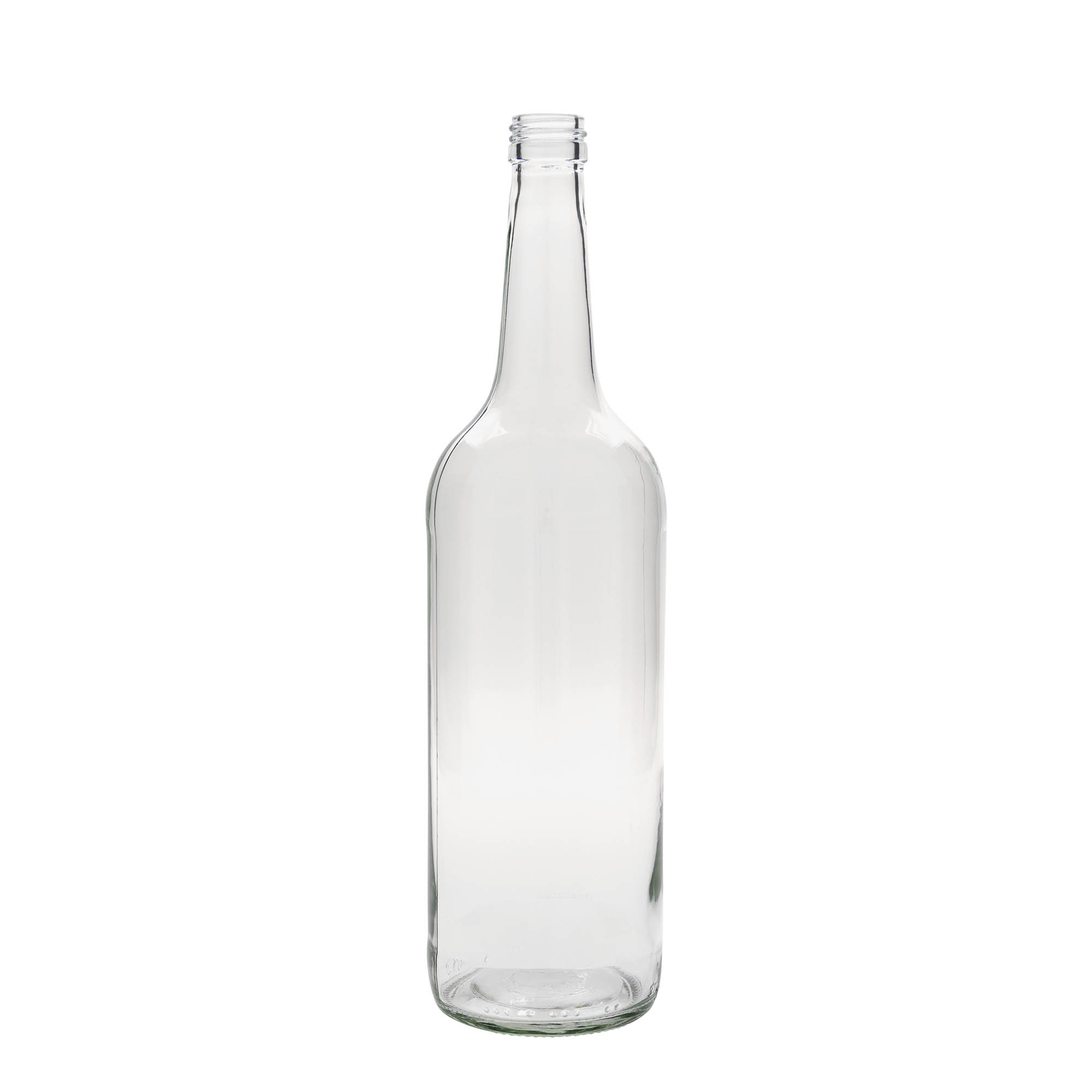 Bottiglia di vetro da 1.000 ml, collo dritto, bocca: PP 28 Bottiglia di vetro da 1.000 ml, collo dritto, bocca: PP 28