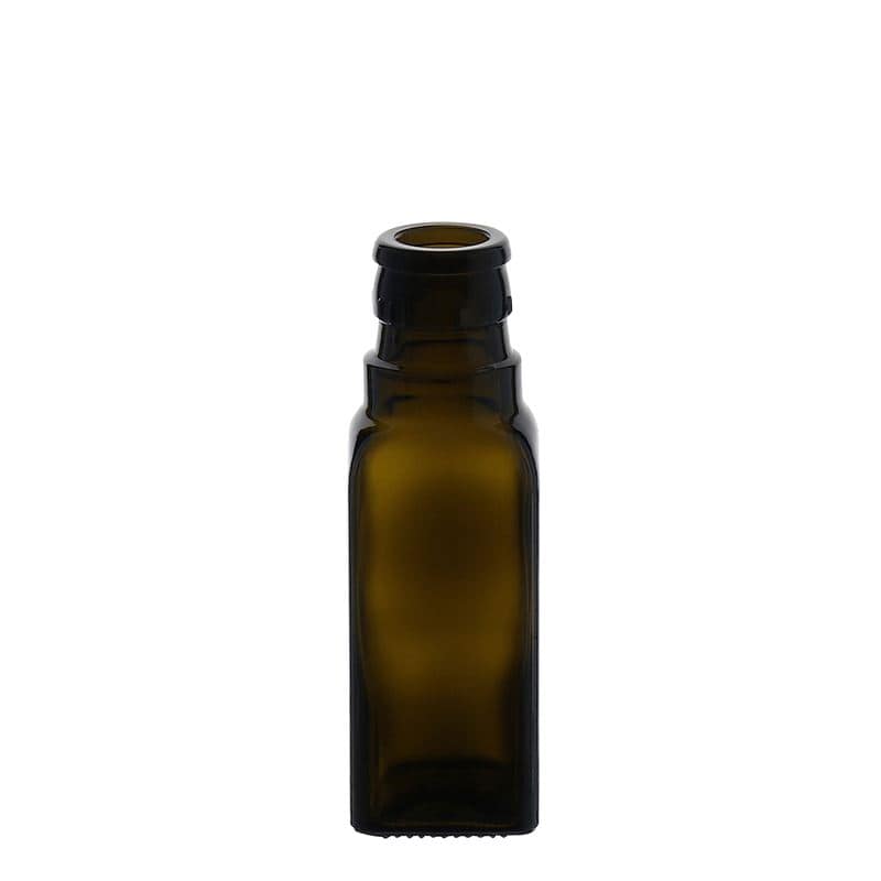 100 ml Bottiglia olio/aceto 'Quadra', vetro, quadrata, verde antico, imboccatura: DOP