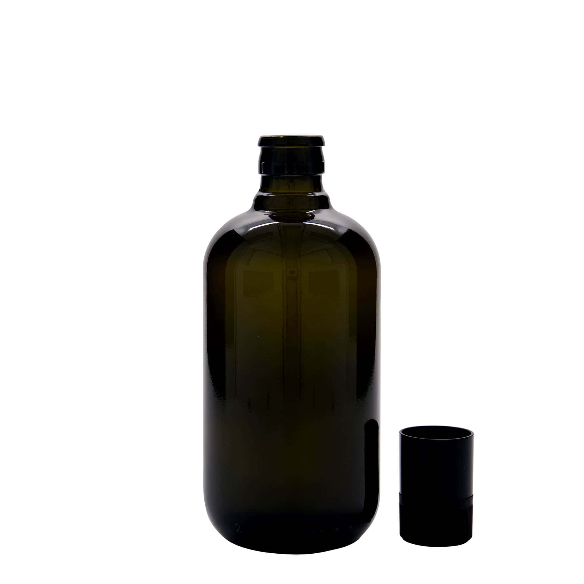 Bottiglia da 500 ml per aceto/olio 'Biolio', vetro verde antico, bocca: DOP