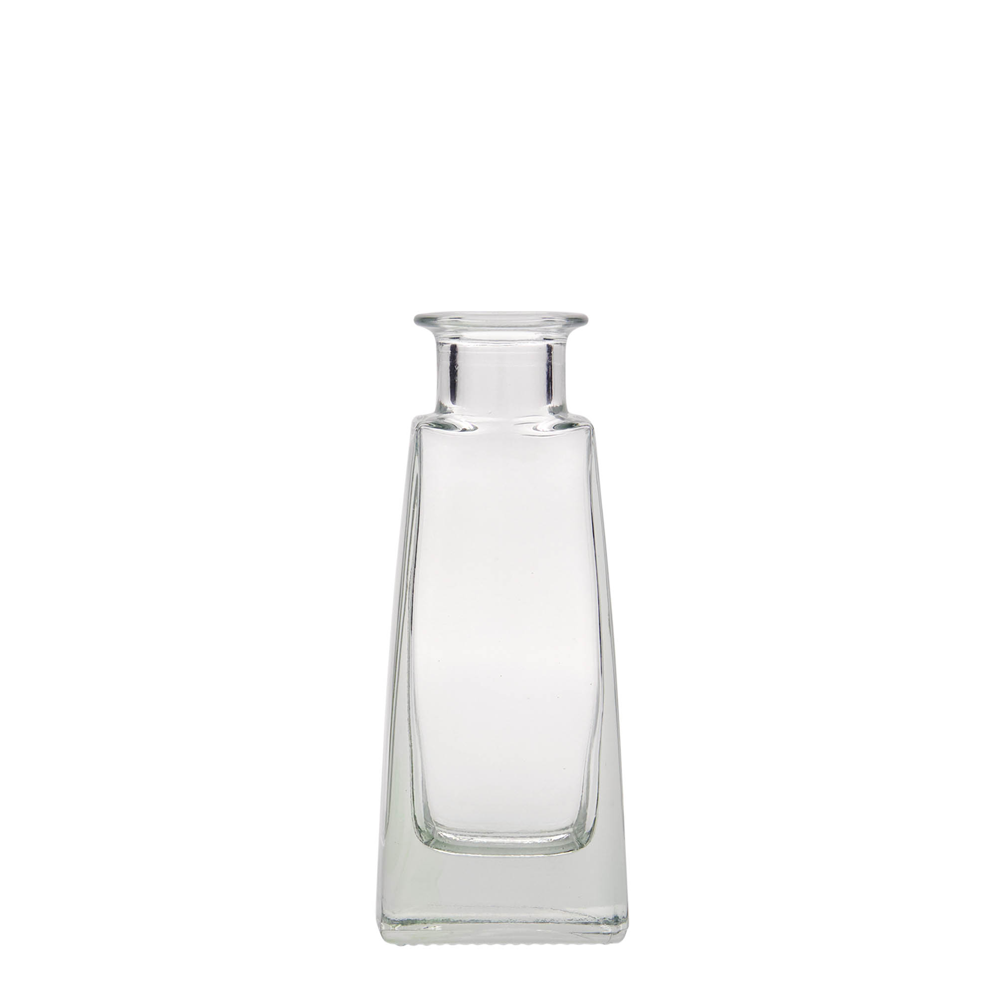 Bottiglia di vetro da 100 ml 'Timmy', rettangolare, bocca: sughero Bottiglia di vetro da 100 ml 'Timmy', rettangolare, bocca: sughero