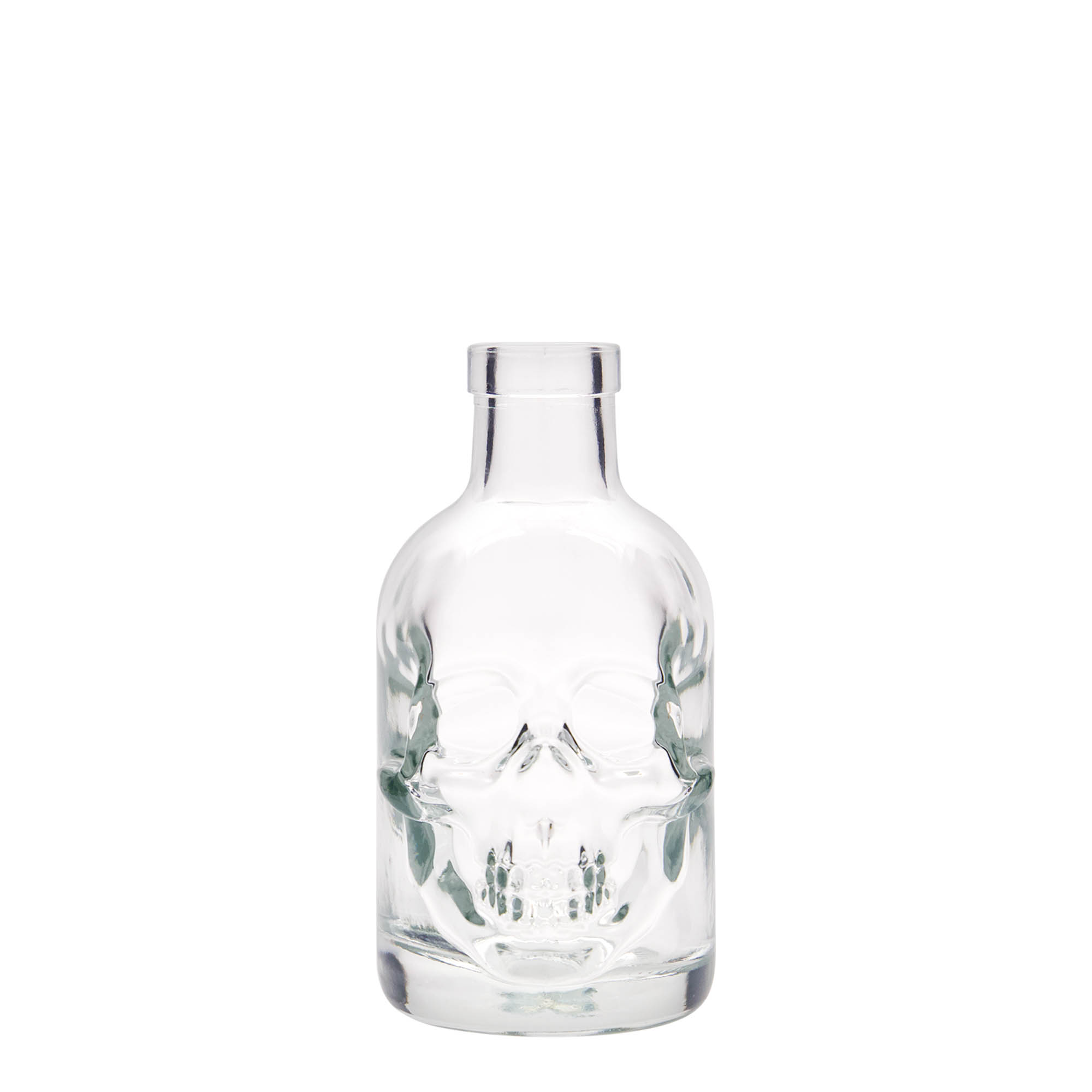 Bottiglia di vetro da 200 ml 'Teschio', bocca: sughero Bottiglia di vetro da 200 ml 'Teschio', bocca: sughero