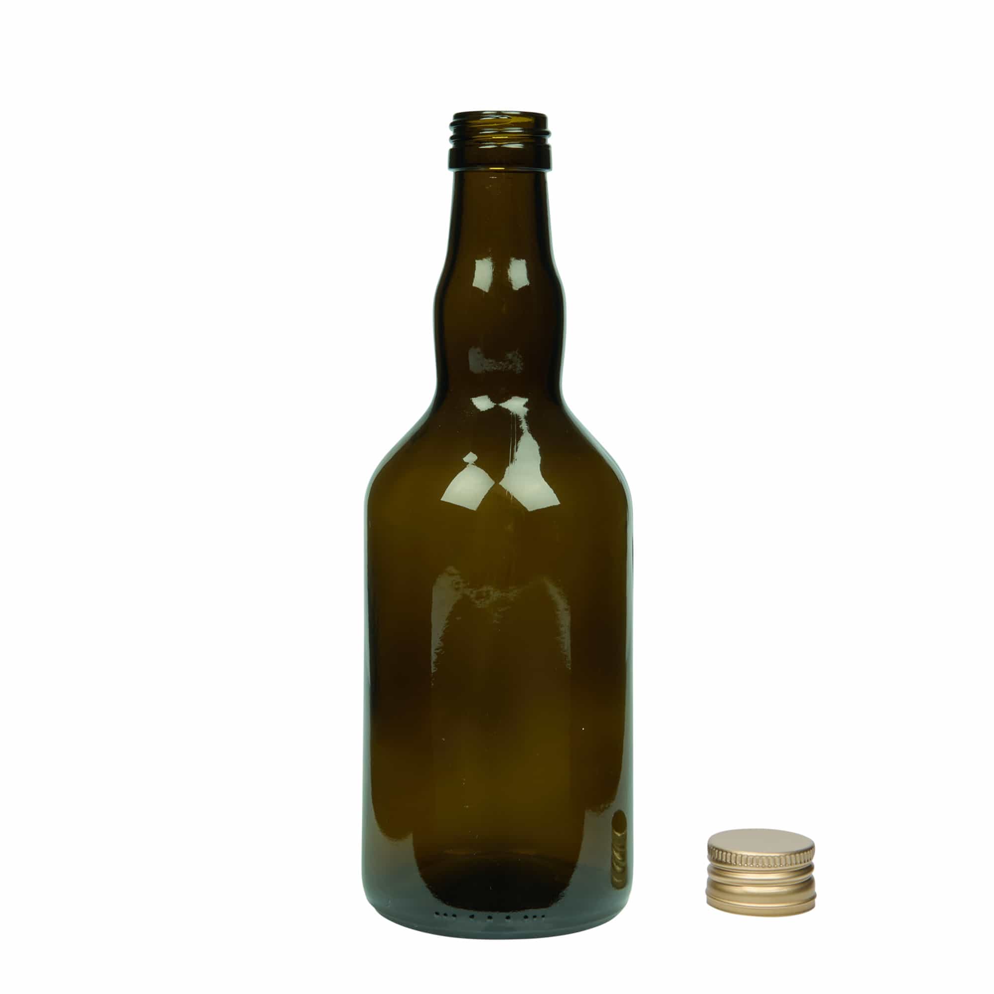 Bottiglia di vetro da 500 ml 'Olona', verde antico, bocca: PP 31,5