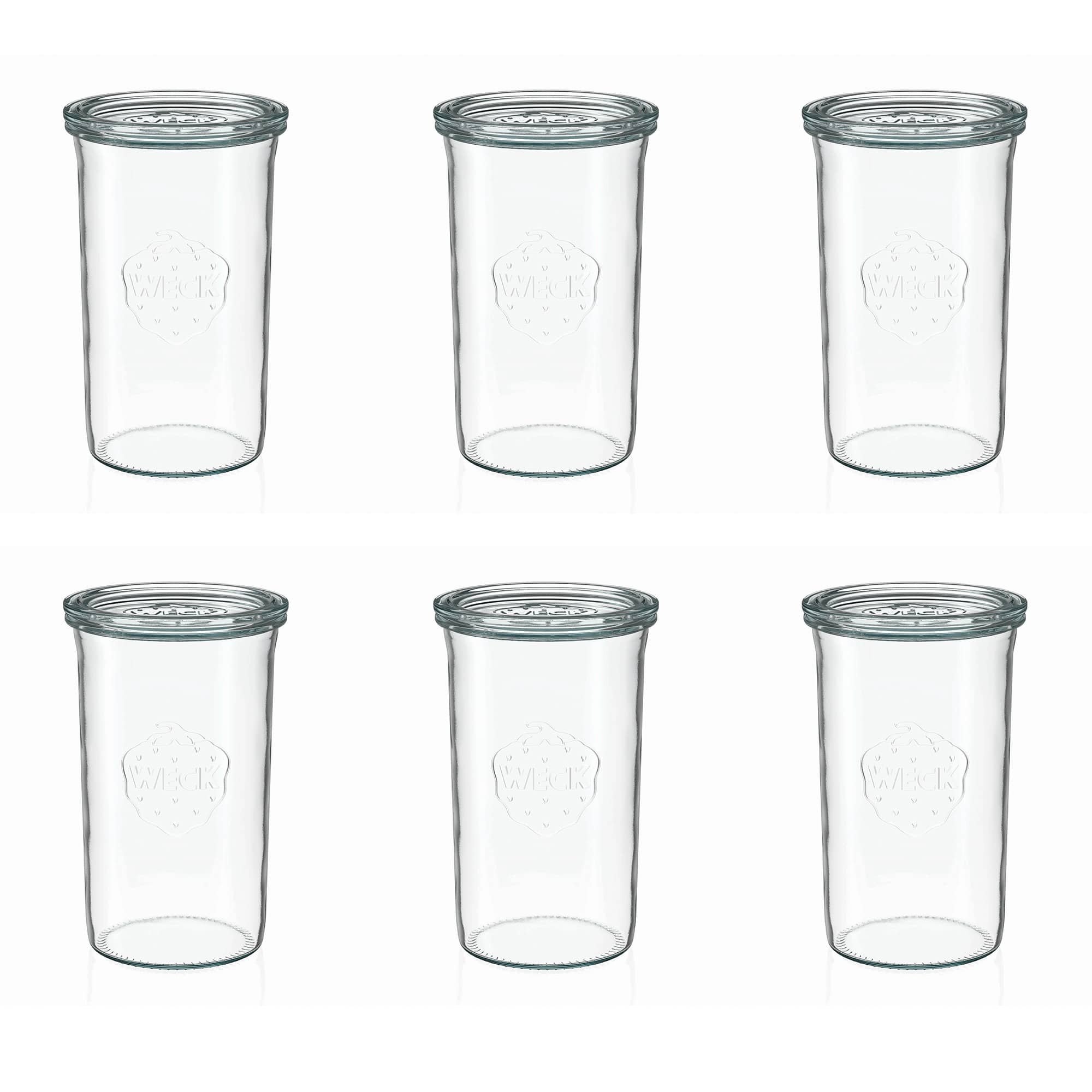 6x 1000 ml vaso WECK a bocca larga con coperchio in vetro RR 100
