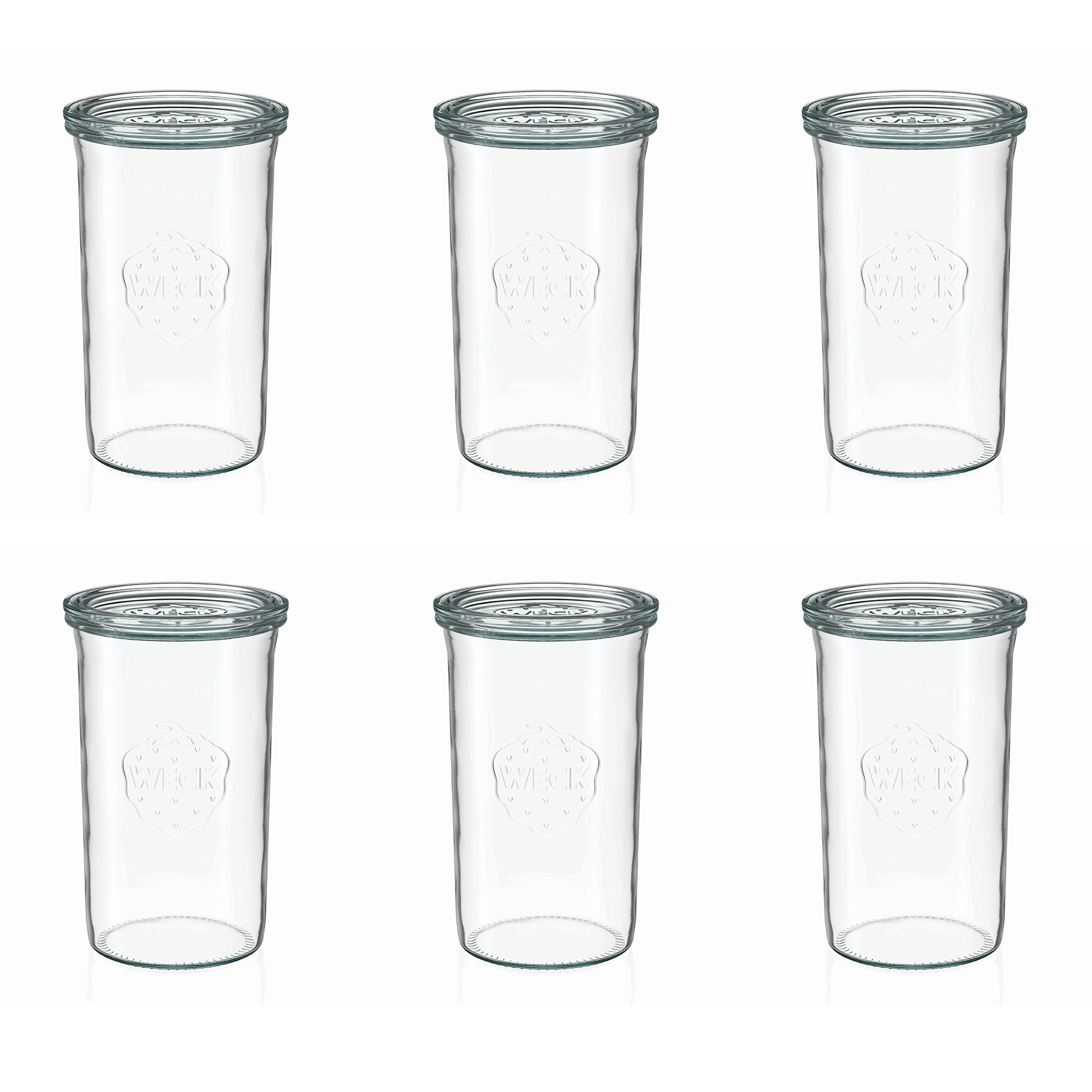 6x 1000 ml vaso WECK a bocca larga con coperchio in vetro RR 100