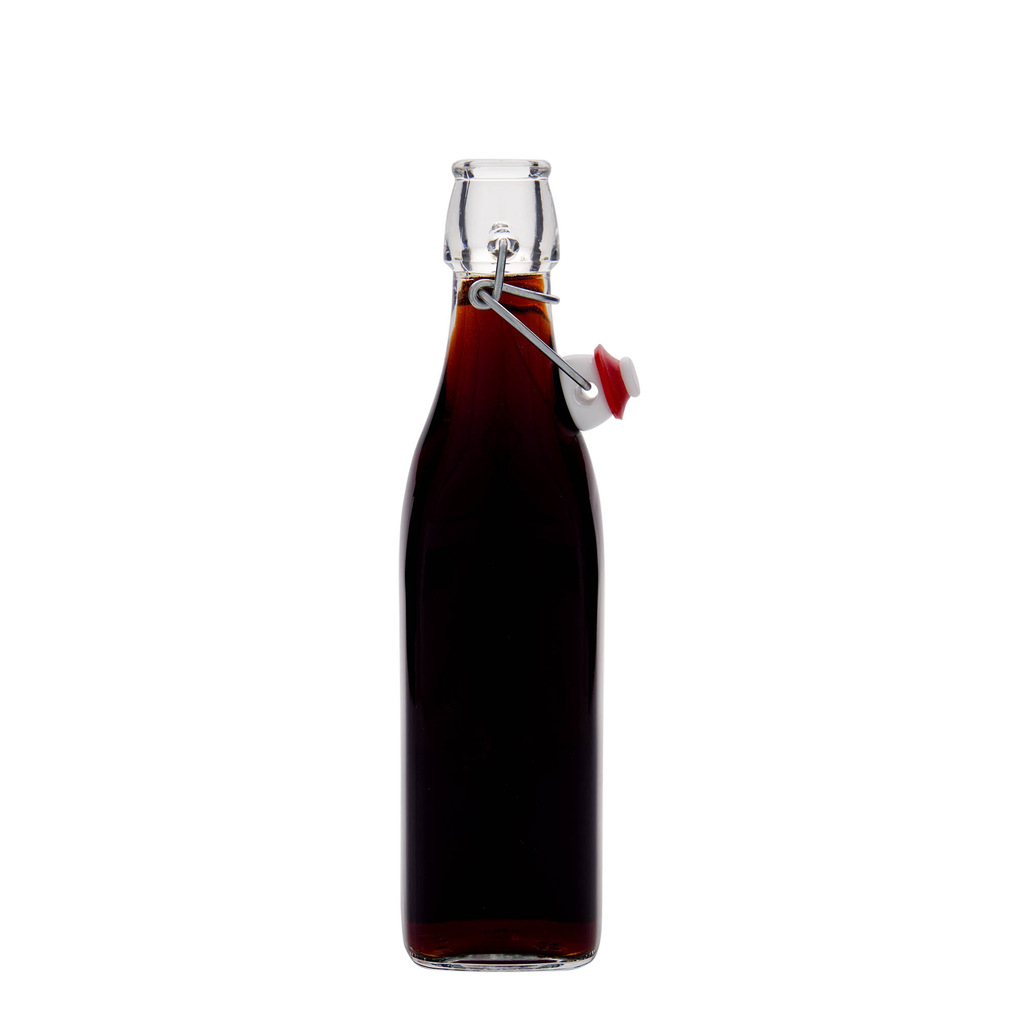 Bottiglia di vetro da 500 ml 'Swing, quadrata, bocca: chiusura a leva
