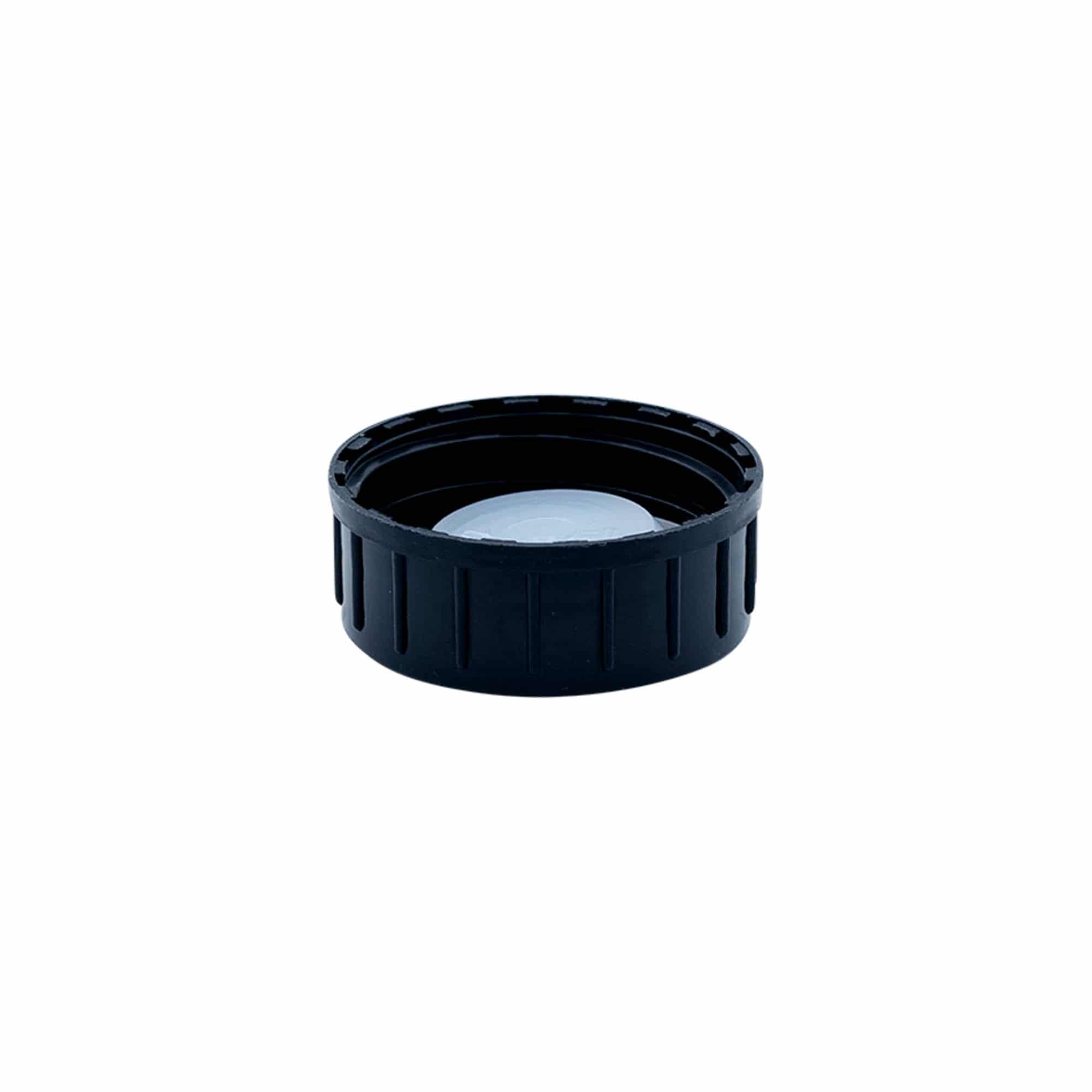 Tappo a vite, plastica PP, nero, per bocca: DIN 32