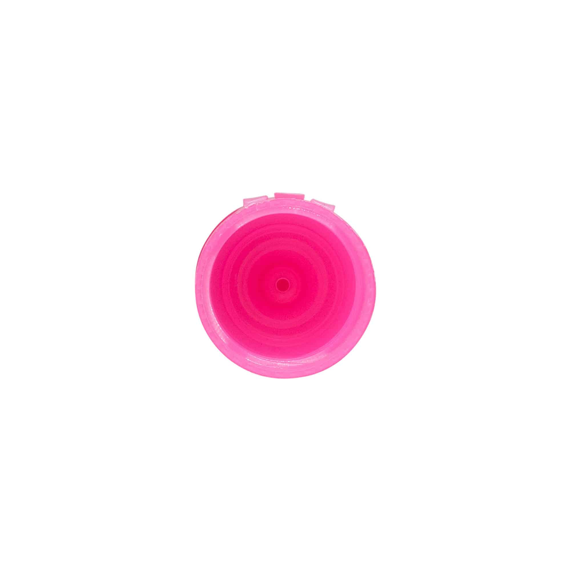 Chiusura a vite con cerniera a battente, plastica PP, rosa, per bocca: 24/410