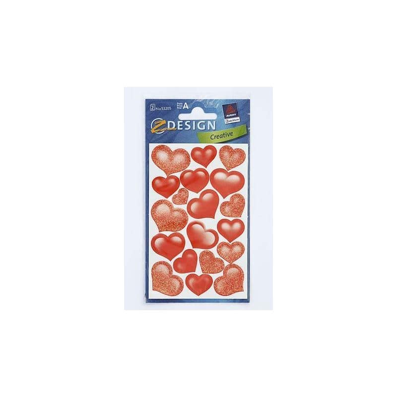 Adesivi 'Cuori glitter', cuore, carta, rosso Adesivi 'Cuori glitter', cuore, carta, rosso