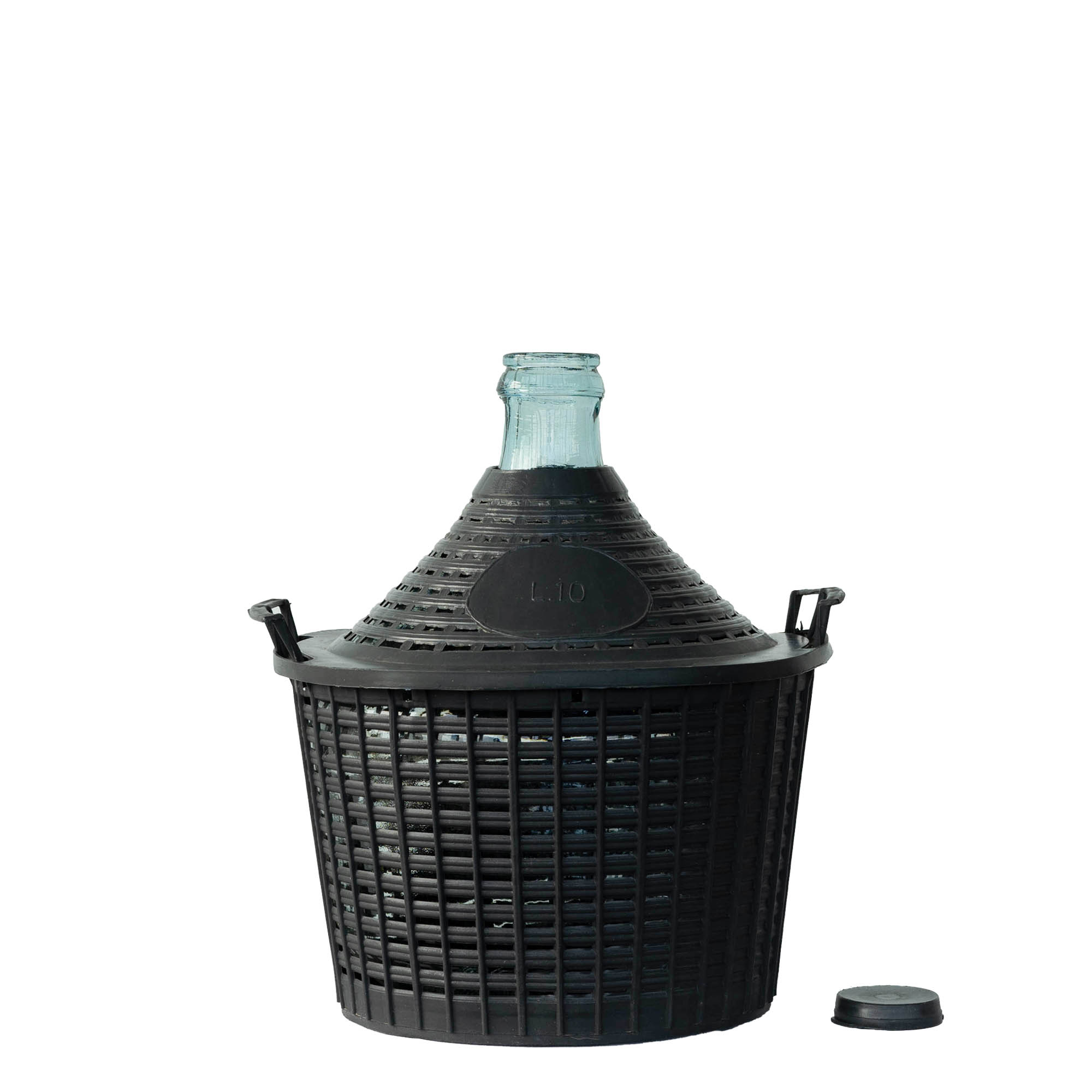 Bombola a palla da 10 l, collo stretto, vetro, bocca: coperchio a cappuccio