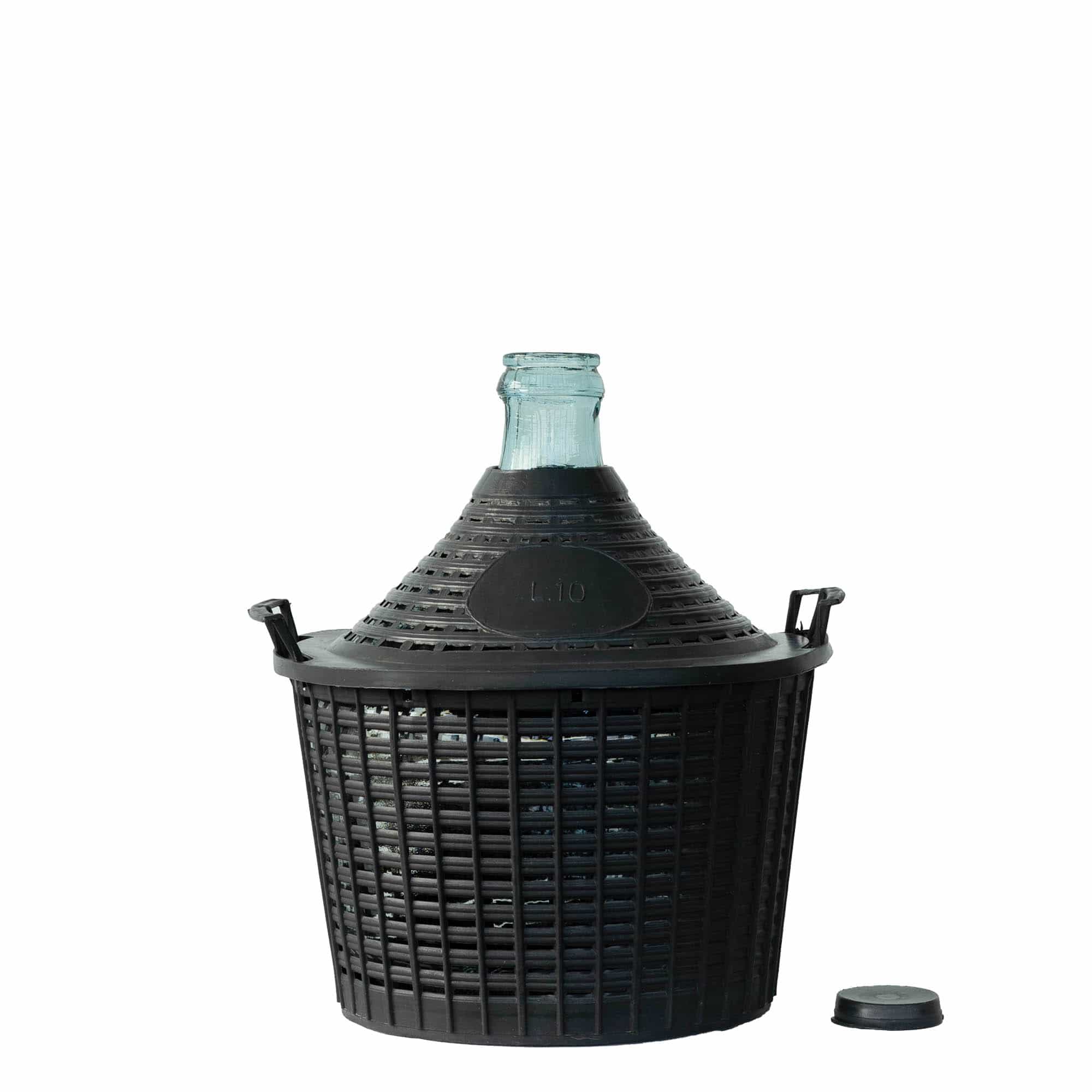 Bombola a palla da 10 l, collo stretto, vetro, bocca: coperchio a cappuccio