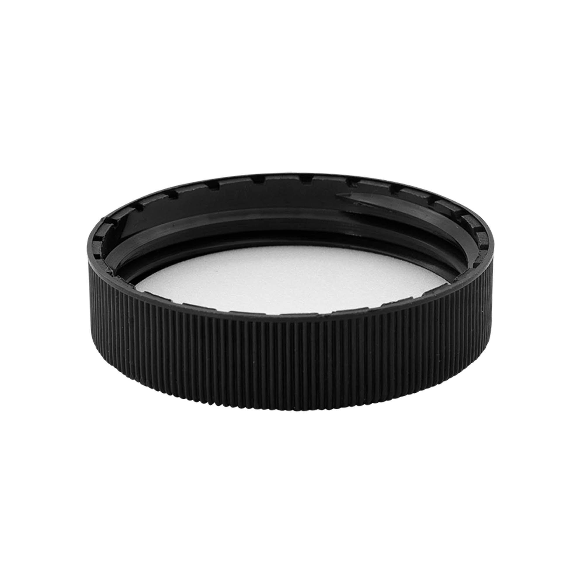 Tappo a vite con inserto in EPE, plastica PP, nero, per bocca: DIN 60 Tappo a vite con inserto in EPE, plastica PP, nero, per bocca: DIN 60