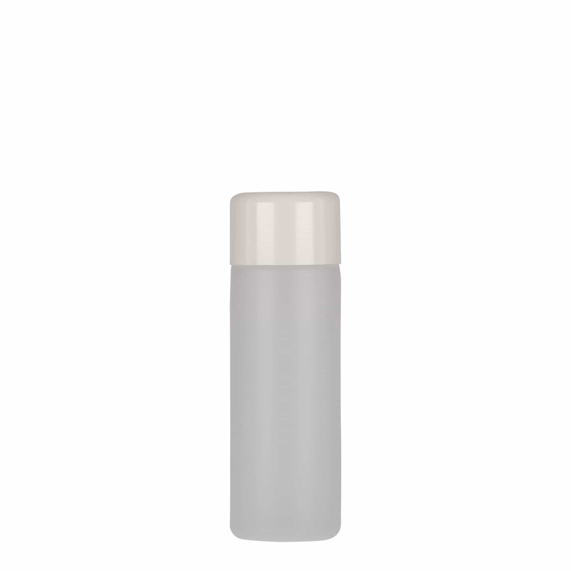 50 ml bottiglia rotonda, plastica PE, naturale, bocca: chiusura a vite