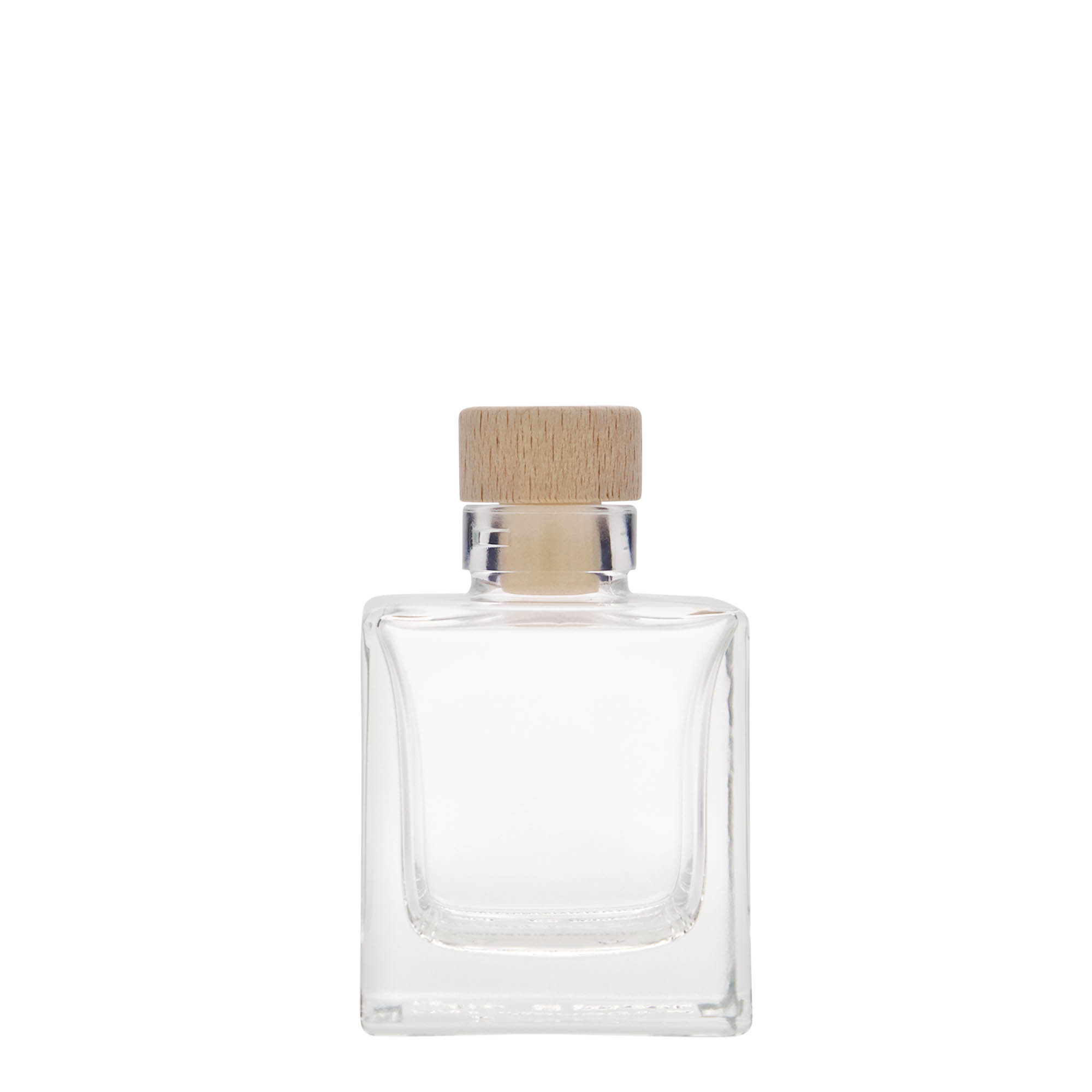 Bottiglia di vetro da 100 ml 'Cube', quadrata, bocca: sughero Bottiglia di vetro da 100 ml 'Cube', quadrata, bocca: sughero